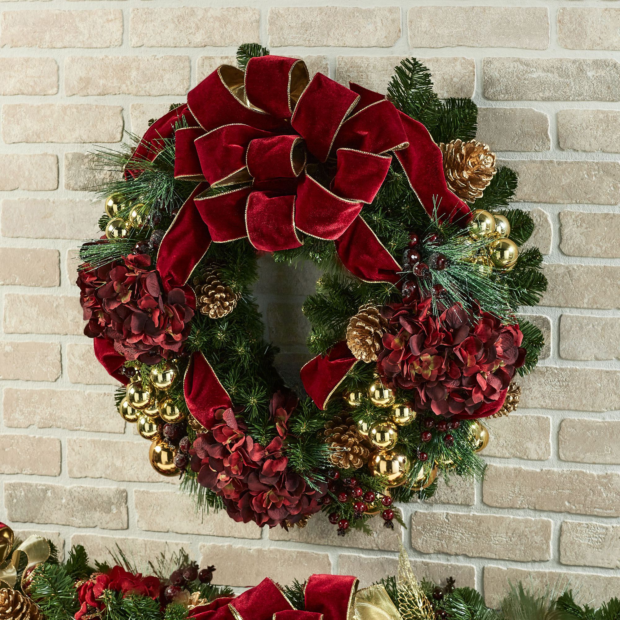 Elegant Holiday Wreath Burgundy