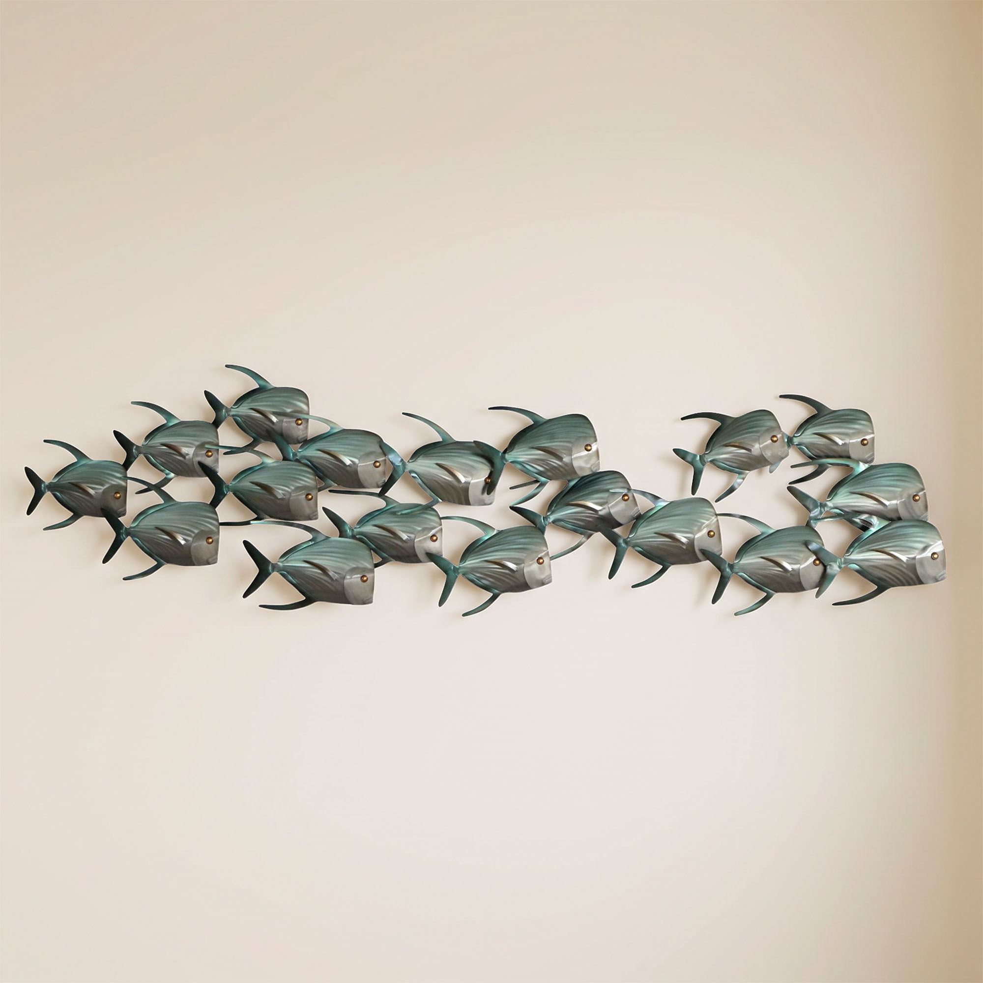 Lookdown School of Fish II Extra Large Wall Sculpture Aqua