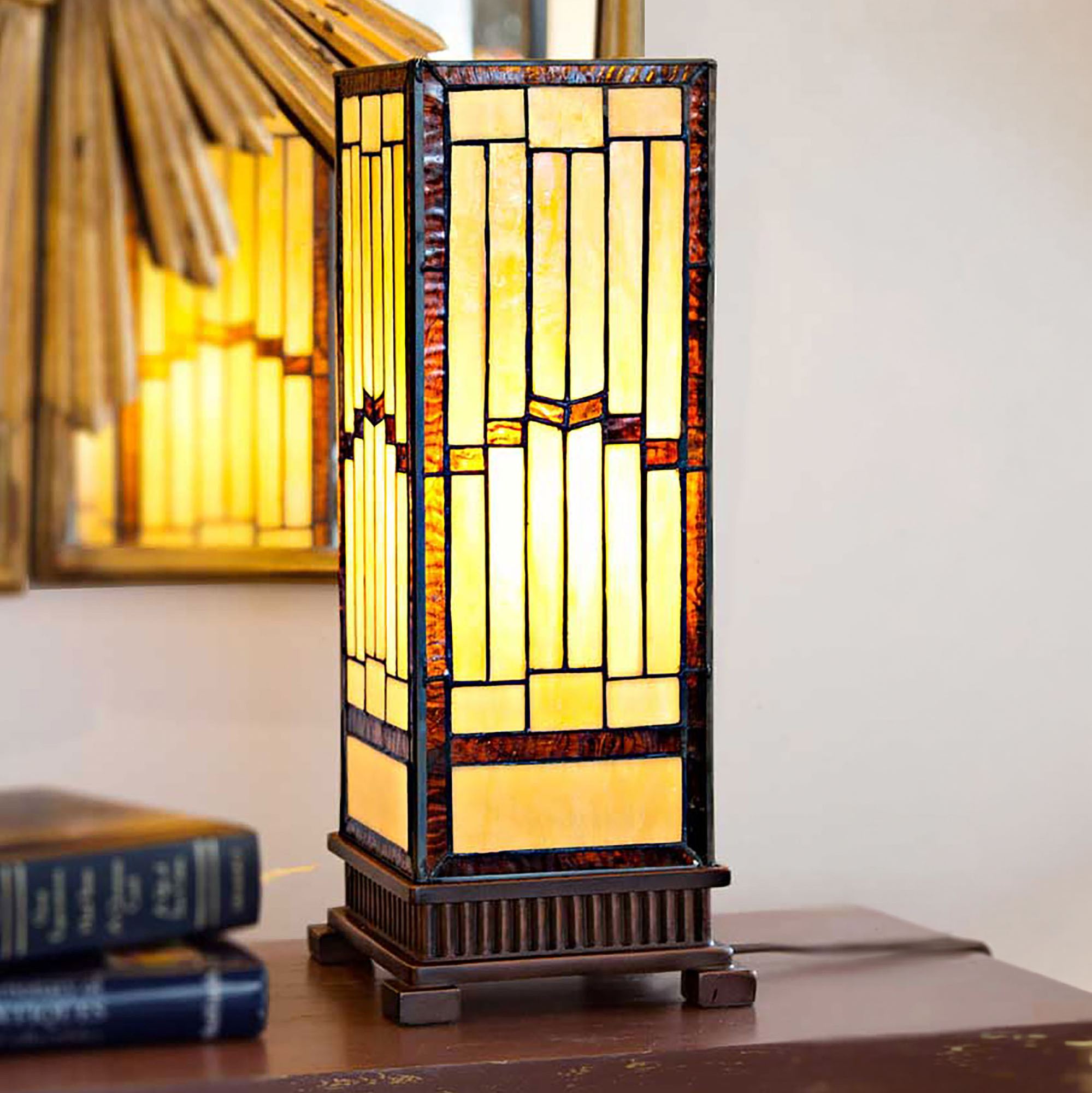Rustic Stained Glass Accent Lamp Multi Warm