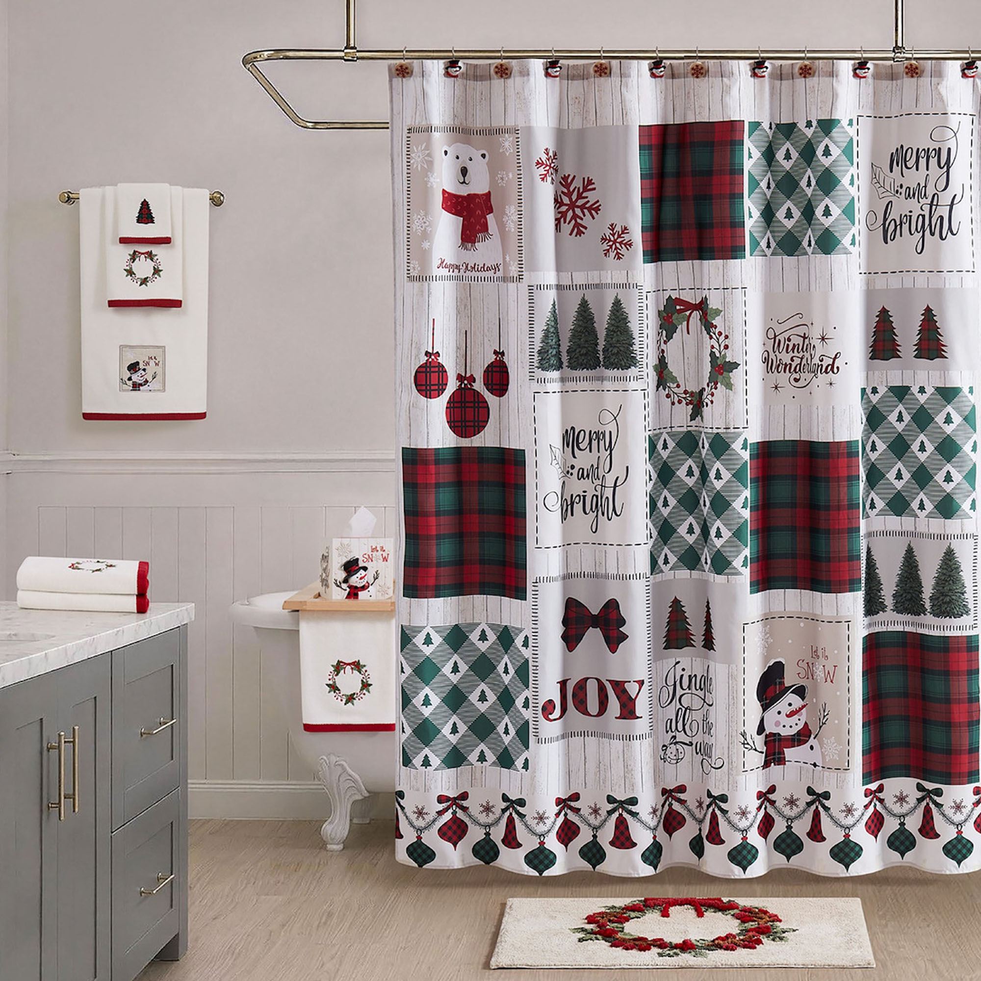 Patchwork Plaid Shower Curtain Multi Warm 72 x 72