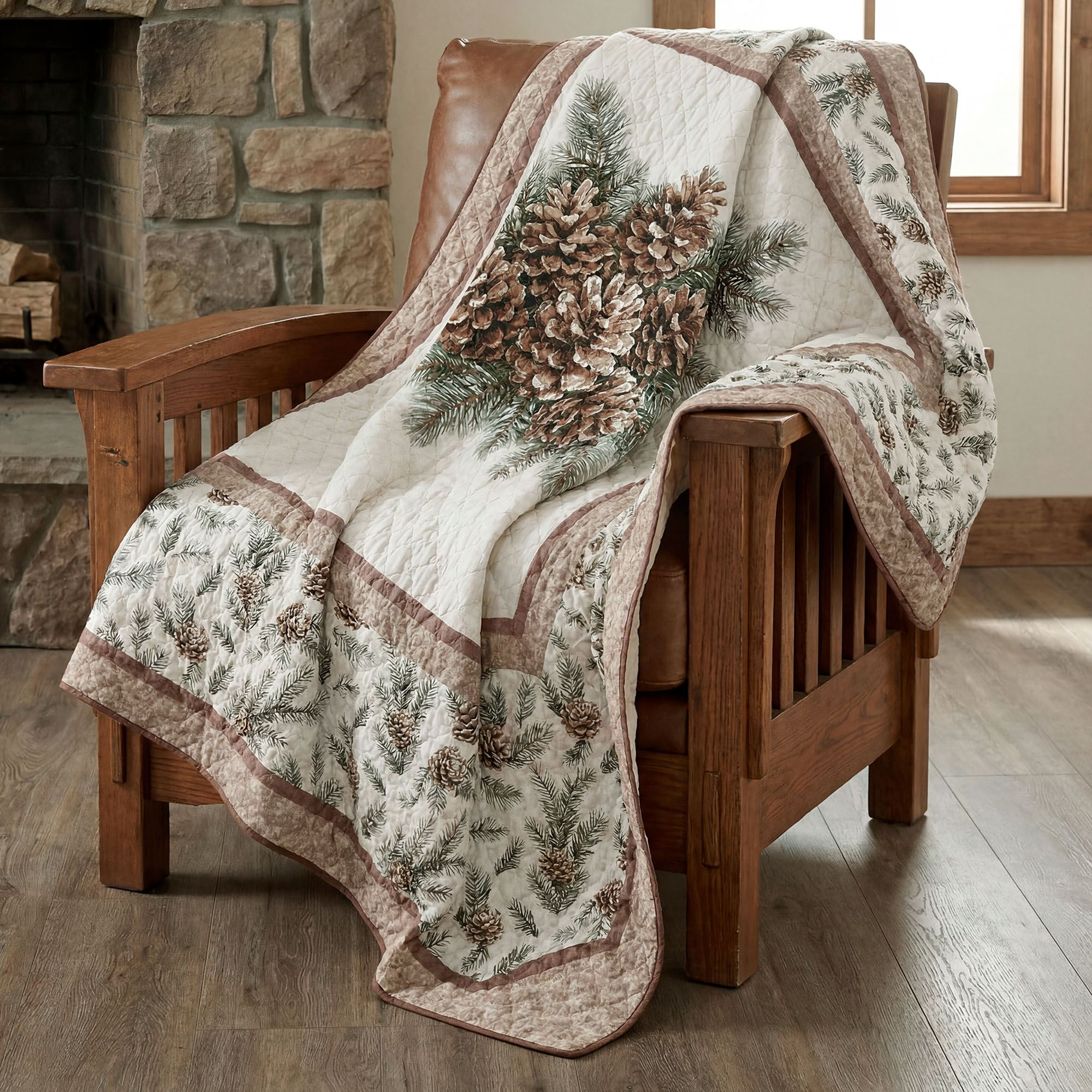 Pine Medallion Throw Blanket Multi Warm 50 x 60