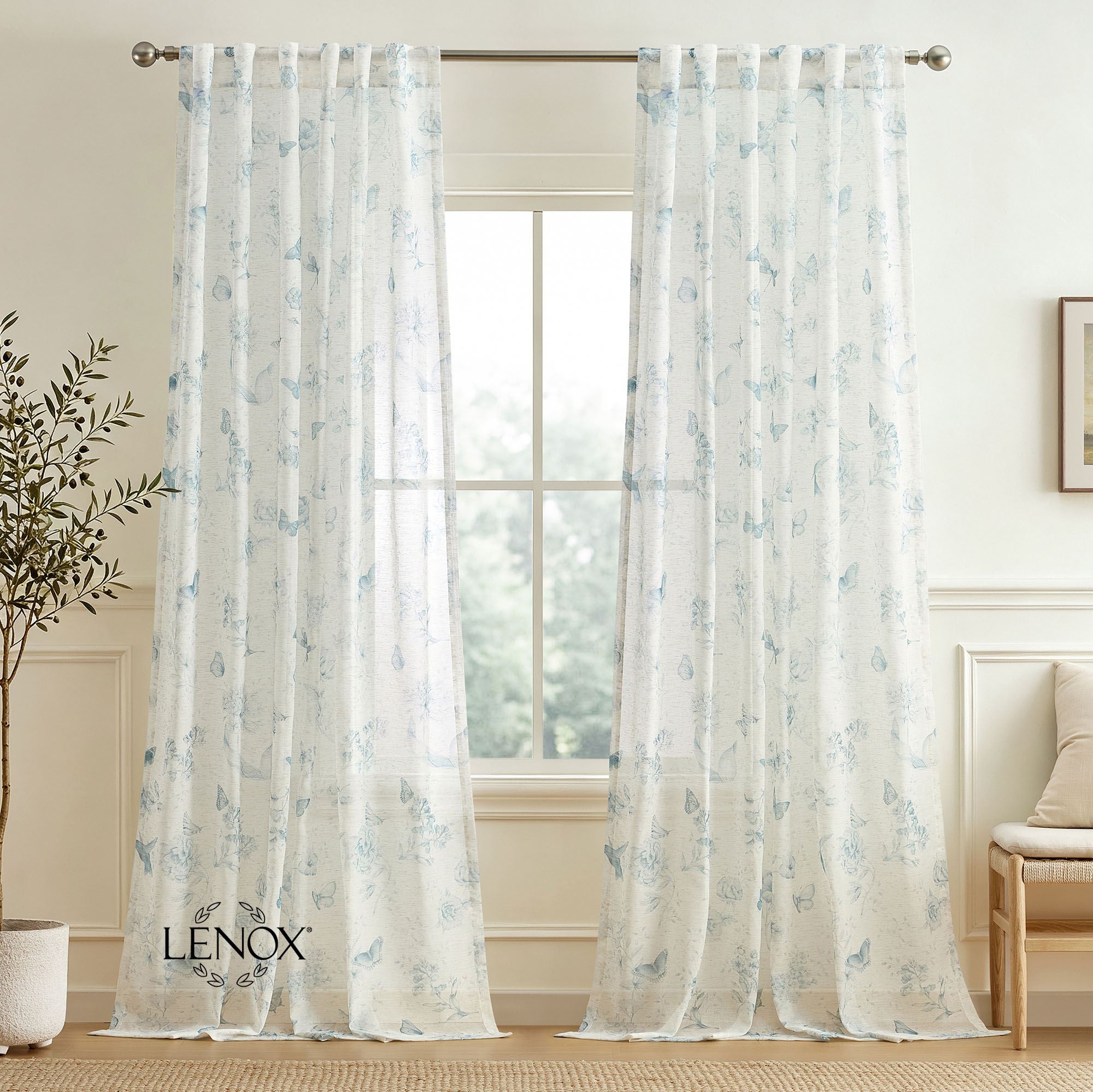 Butterfly Meadow Sheer Toile Curtain Panel