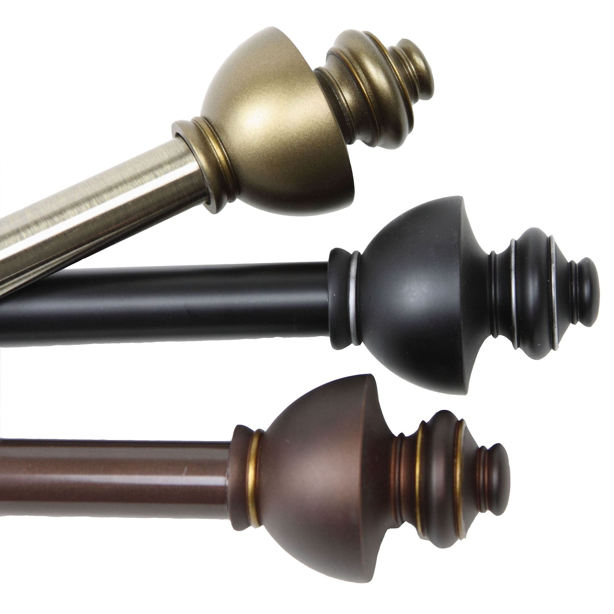 Dynasty Single Curtain Rod and Finial Set