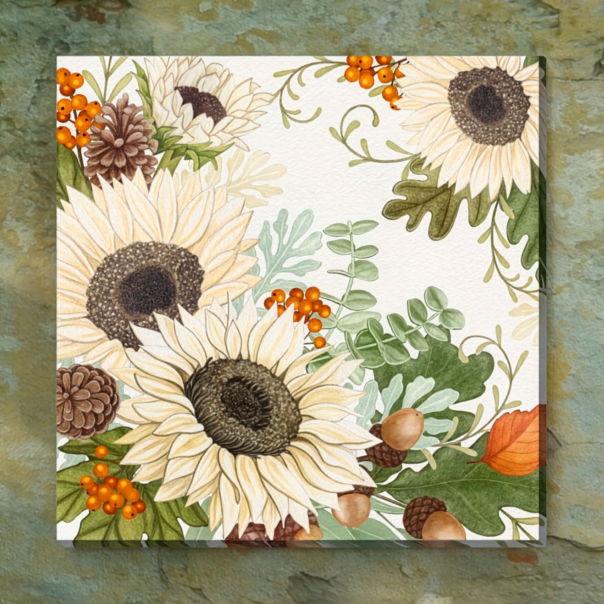 Falls Finale Sunflower Canvas Wall Art Multi Warm
