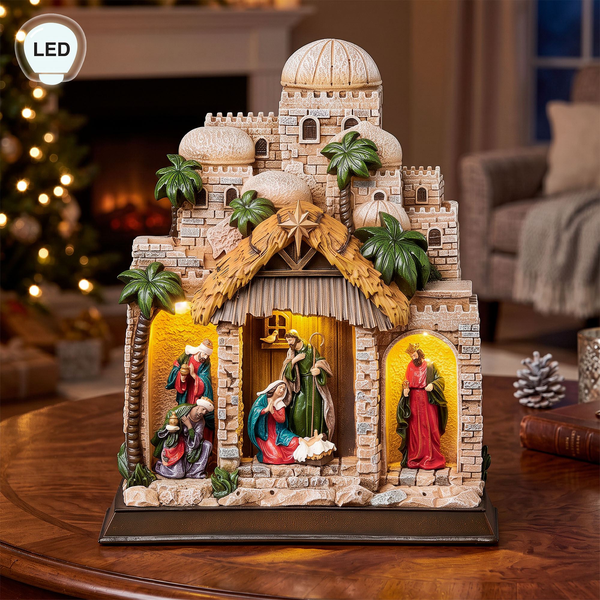 Bethlehem Lighted Nativity Table Sculpture Multi Warm