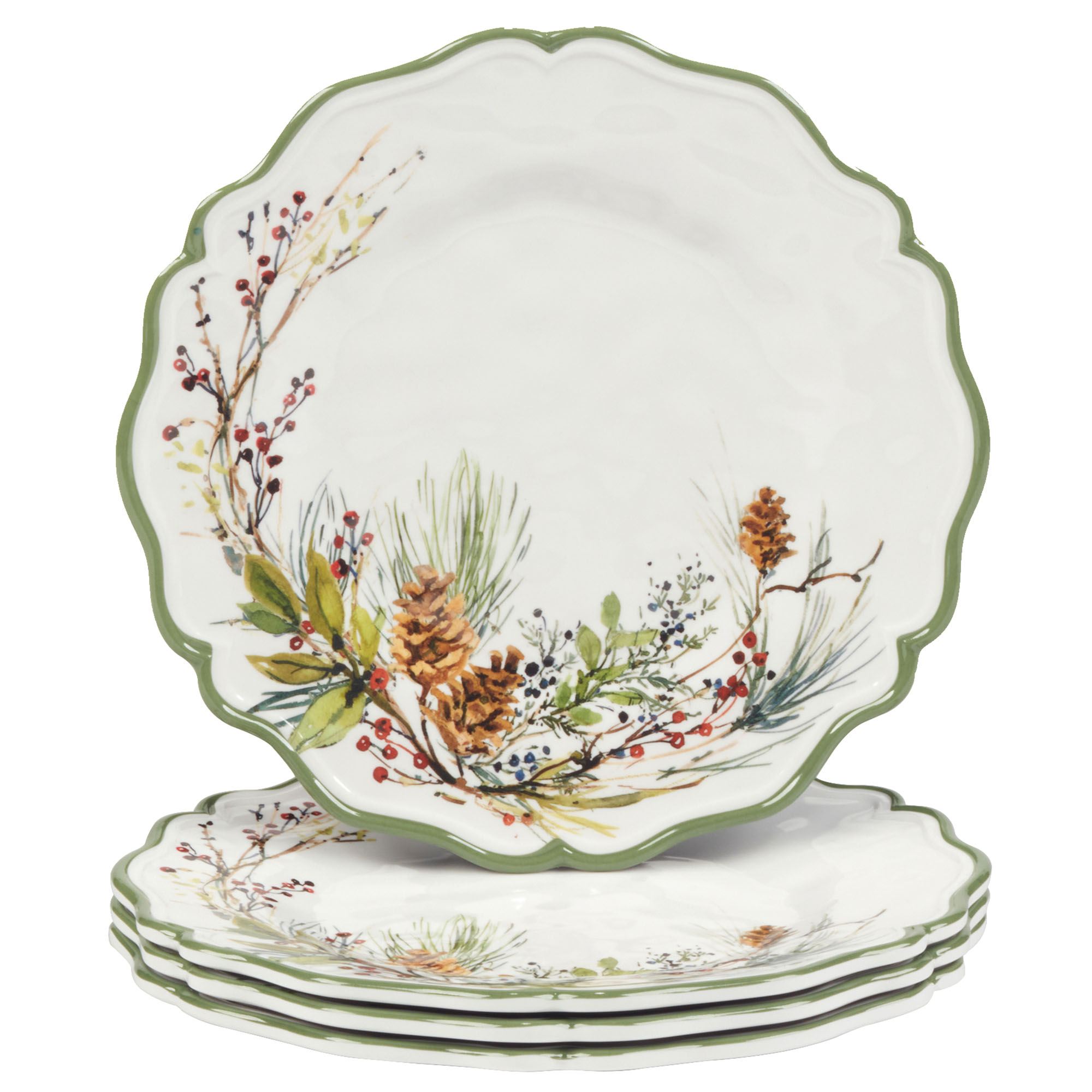Winters Forest Dessert Plates Multi Earth Set of Four