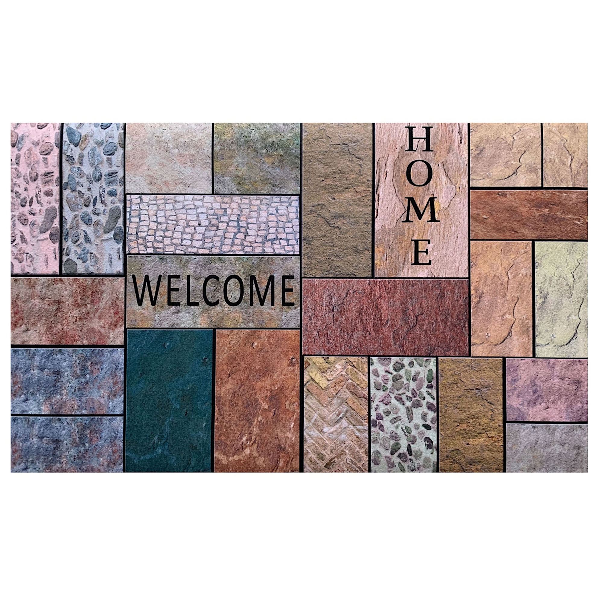 Welcome Home Rubber Doormat Multi Warm 30 x 18