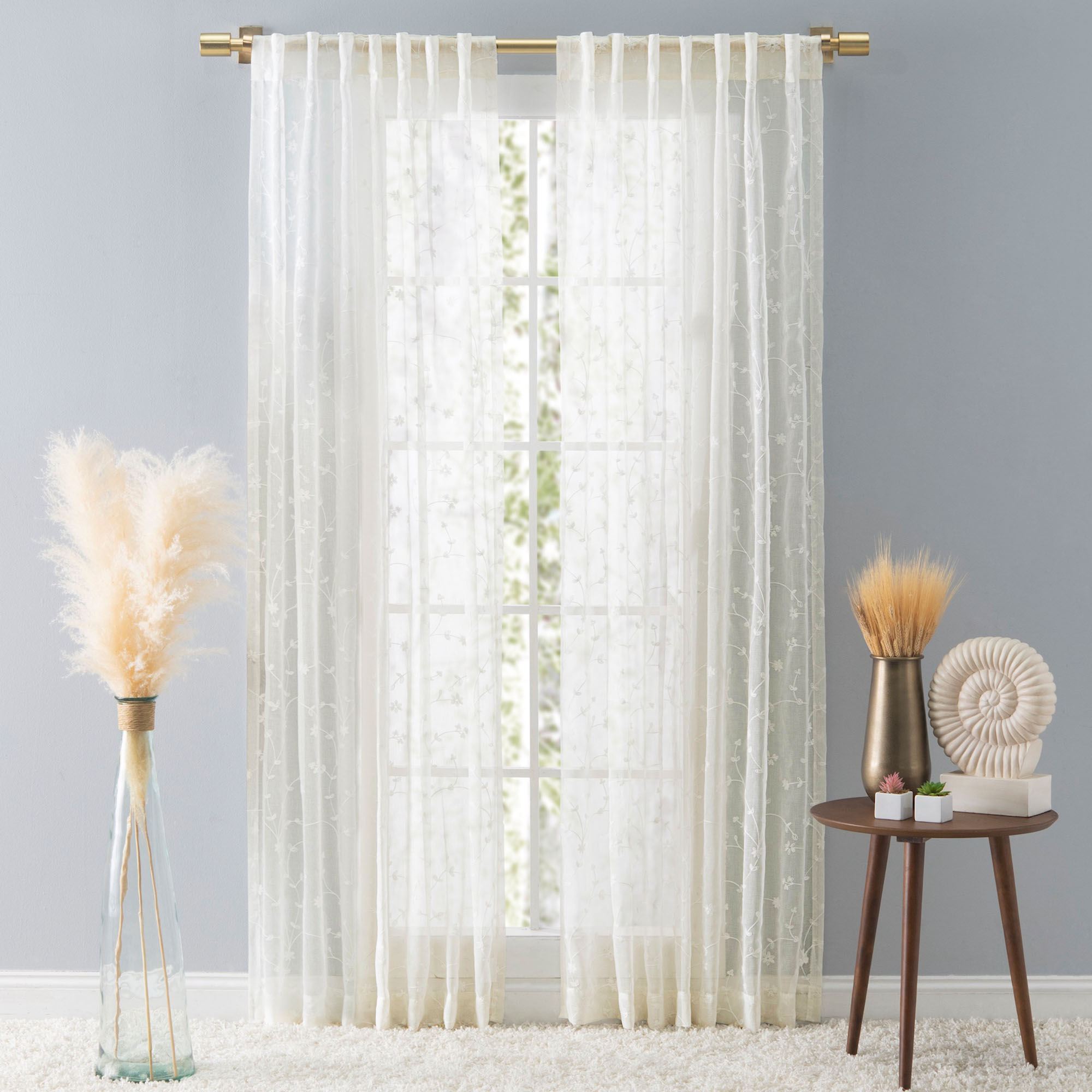 Sheer Blossom Curtain Panel