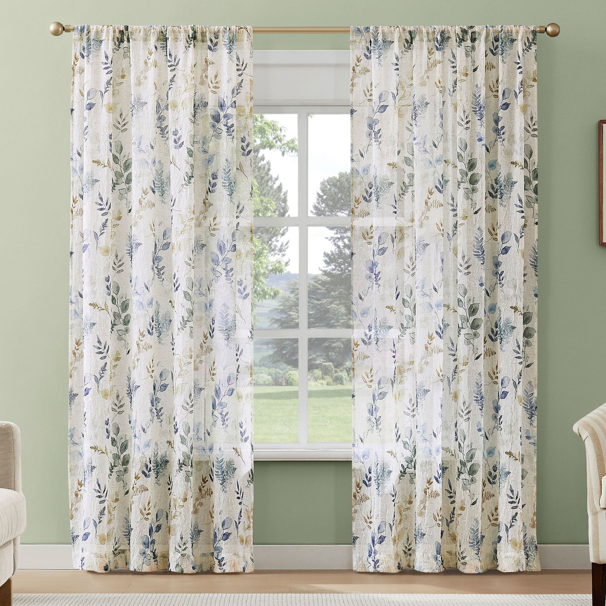 Morelia Sheer Curtain Panel Indigo