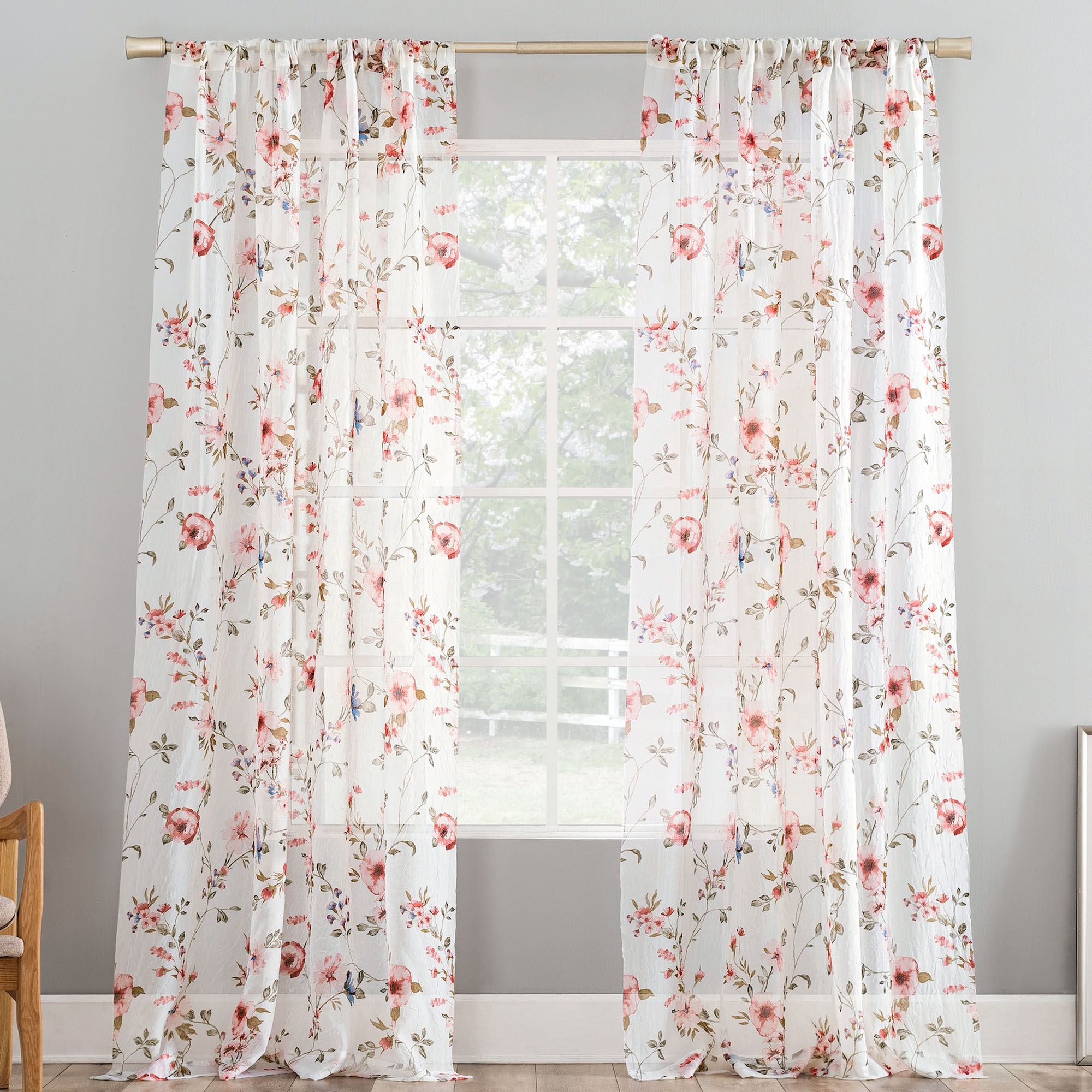 Jennifer Sheer Curtain Panel Coral