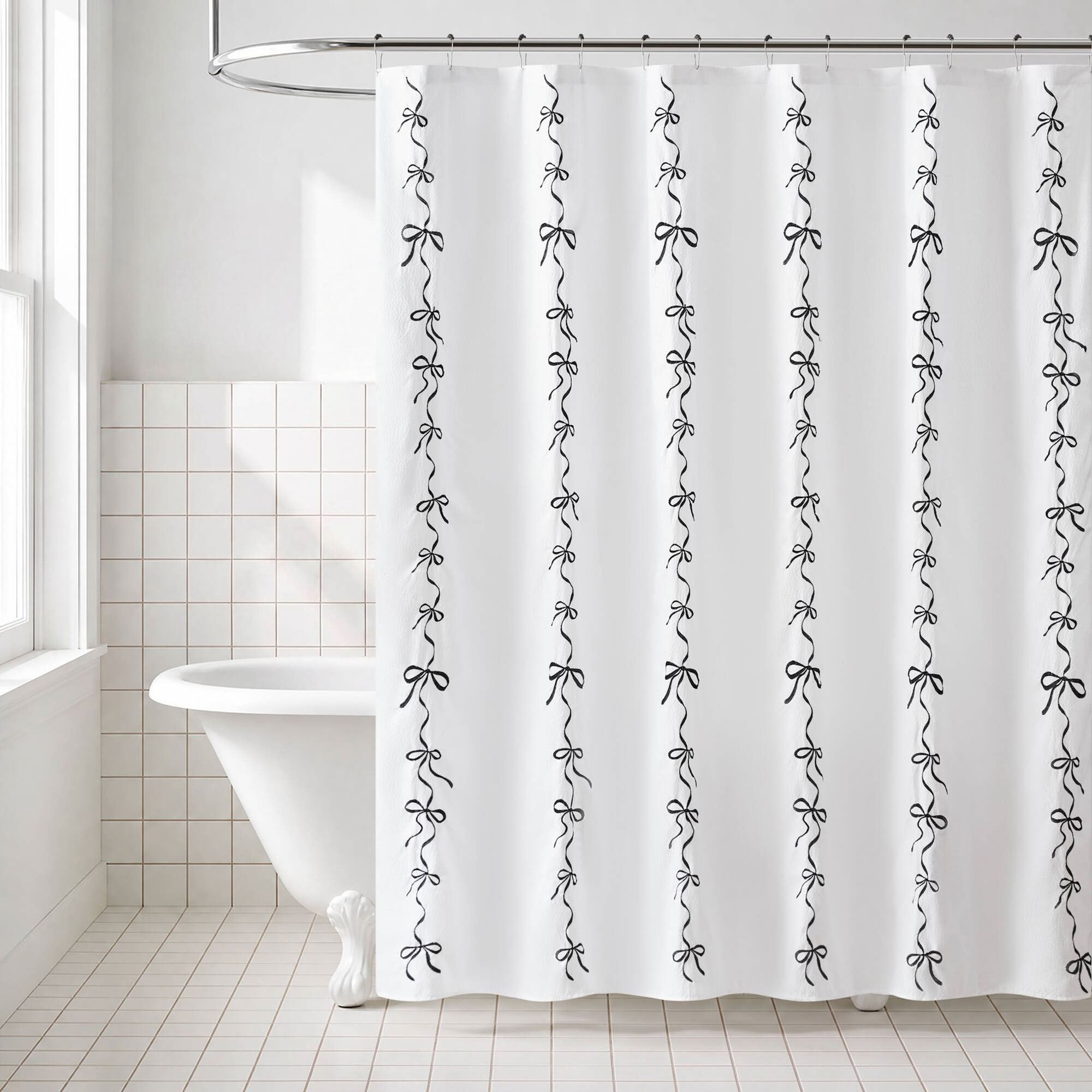 Addison Shower Curtain with Hooks Black 72 x 72