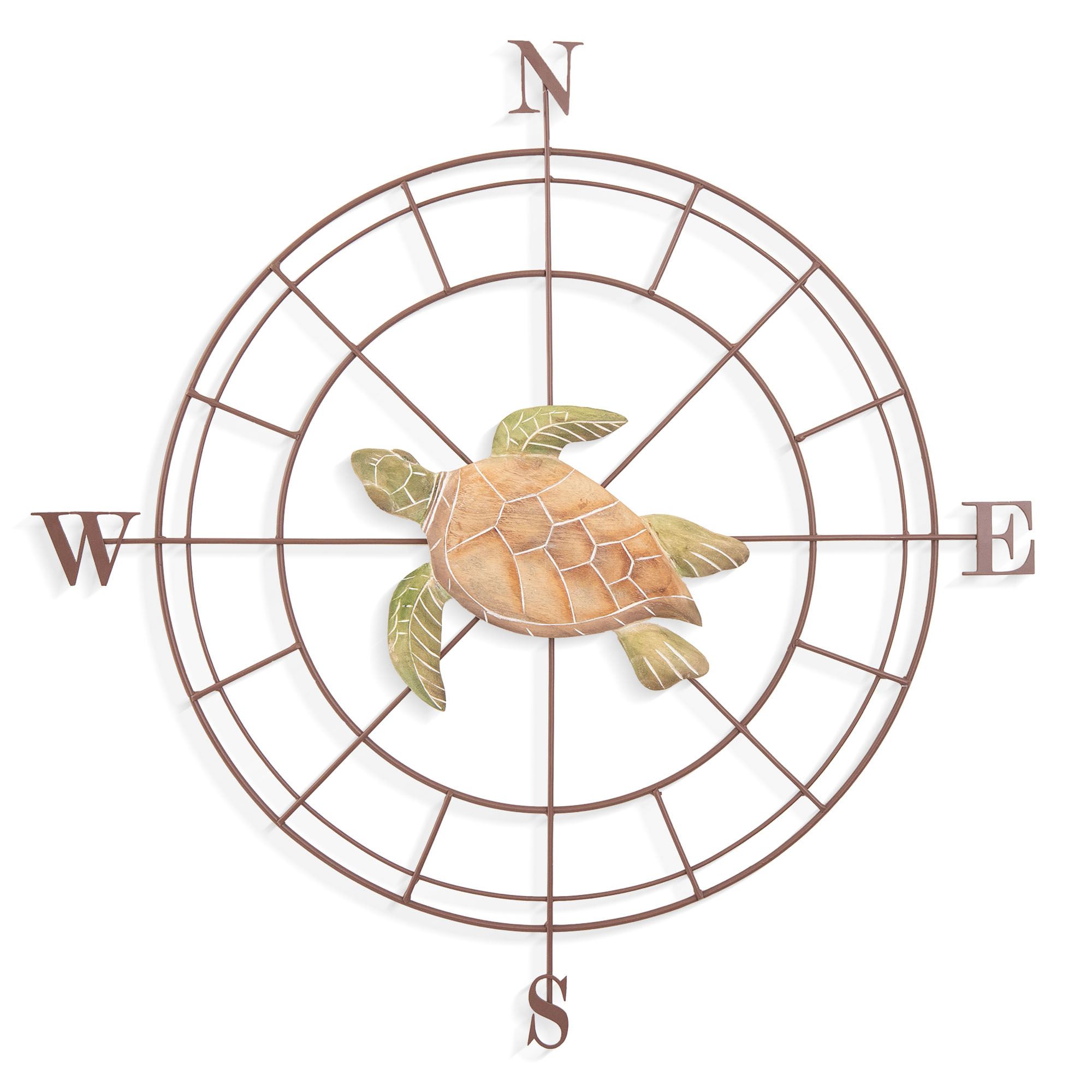 Sea Turtle Compass Wall Art Light Bronze