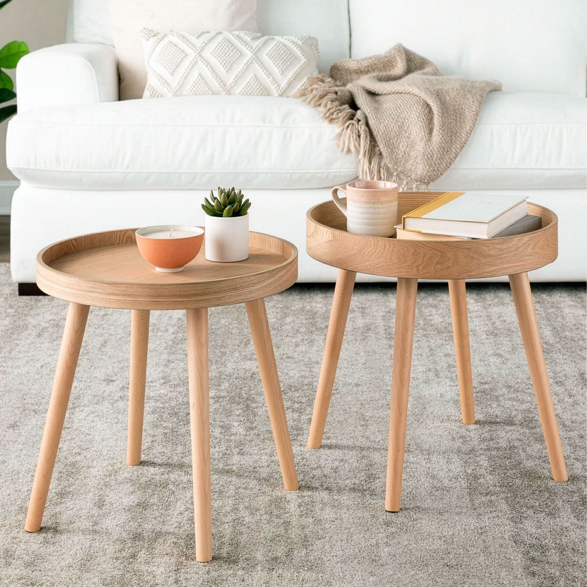 Pebble Side Tables Natural Set of Two