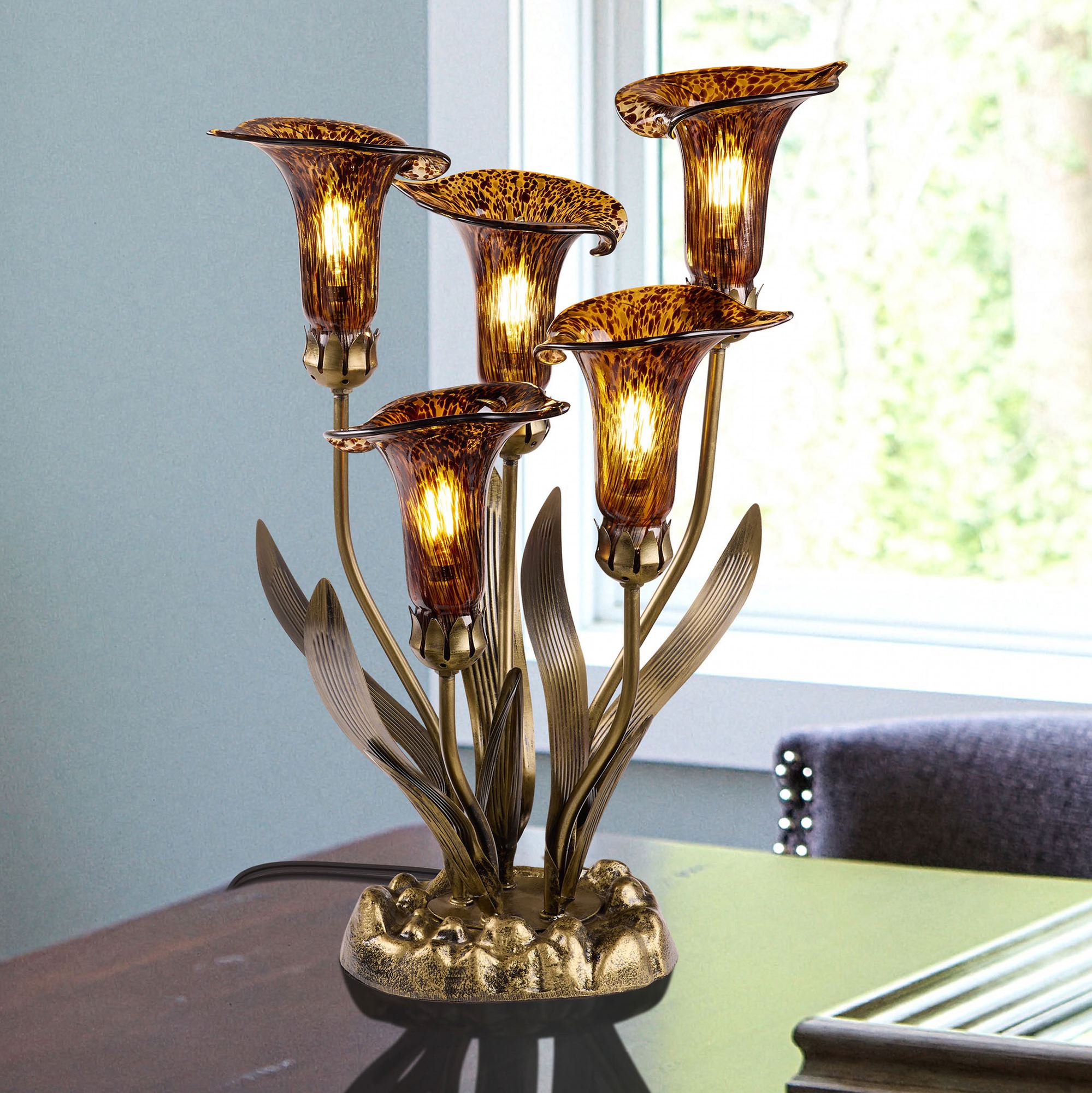 Calla Lily Bouquet Accent Lamp Amber