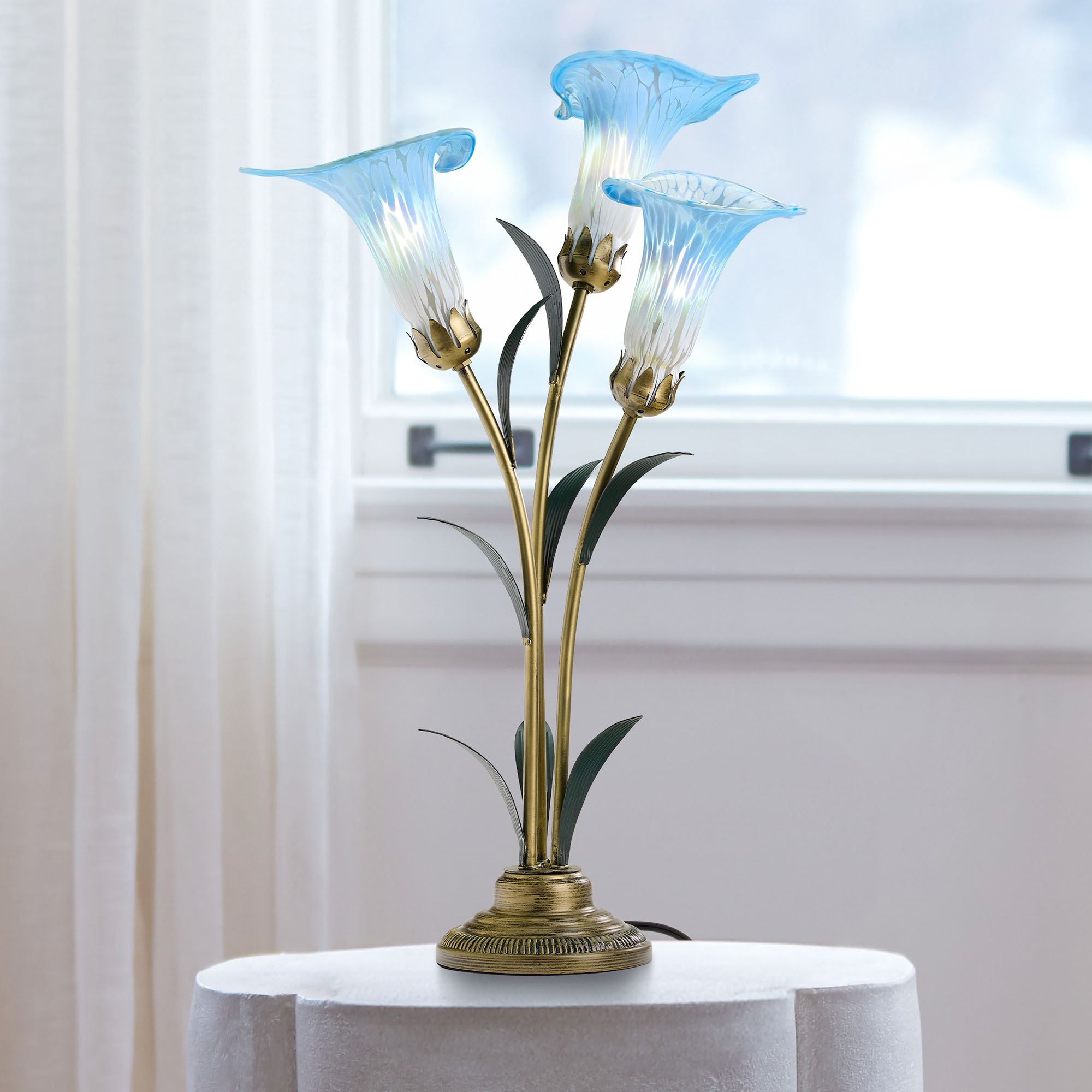 Calla Lily Trio Accent Lamp Blue