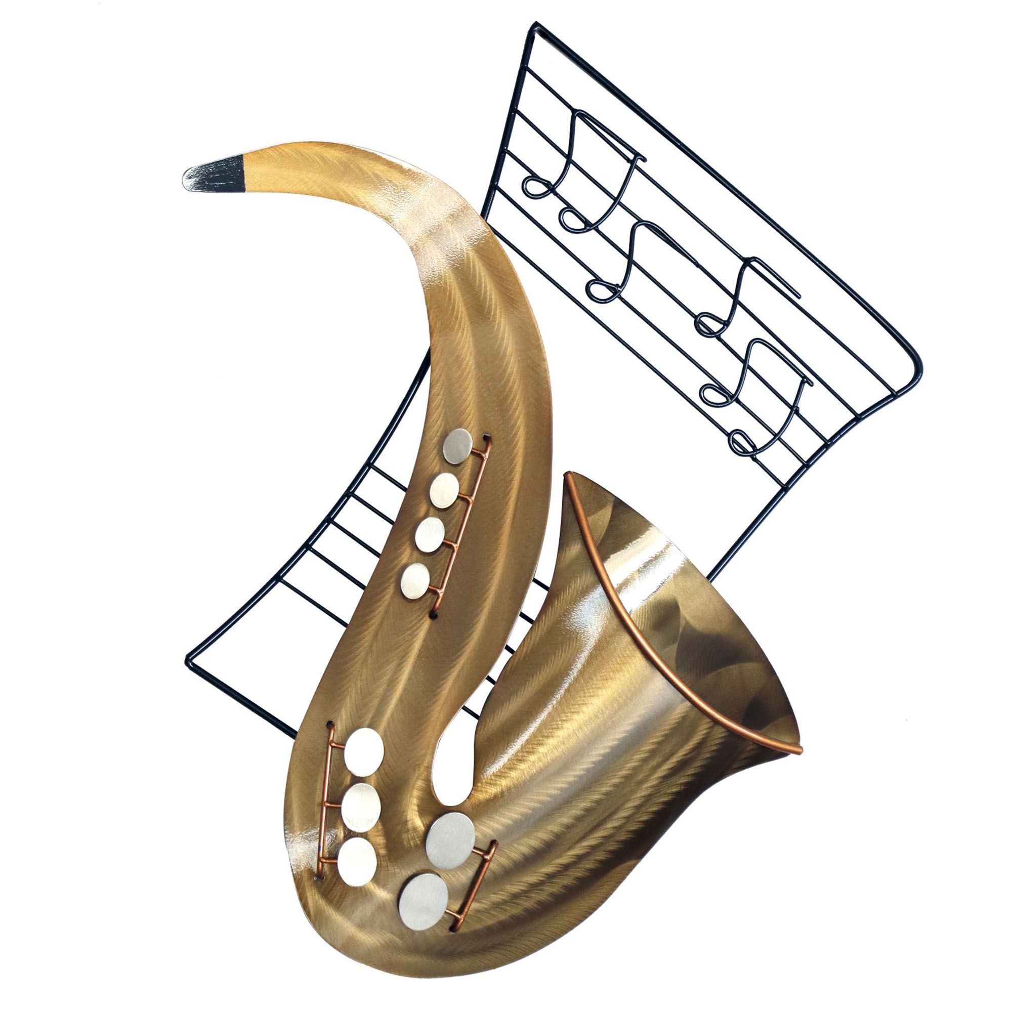 Saxophone Sounds Wall Art Gold