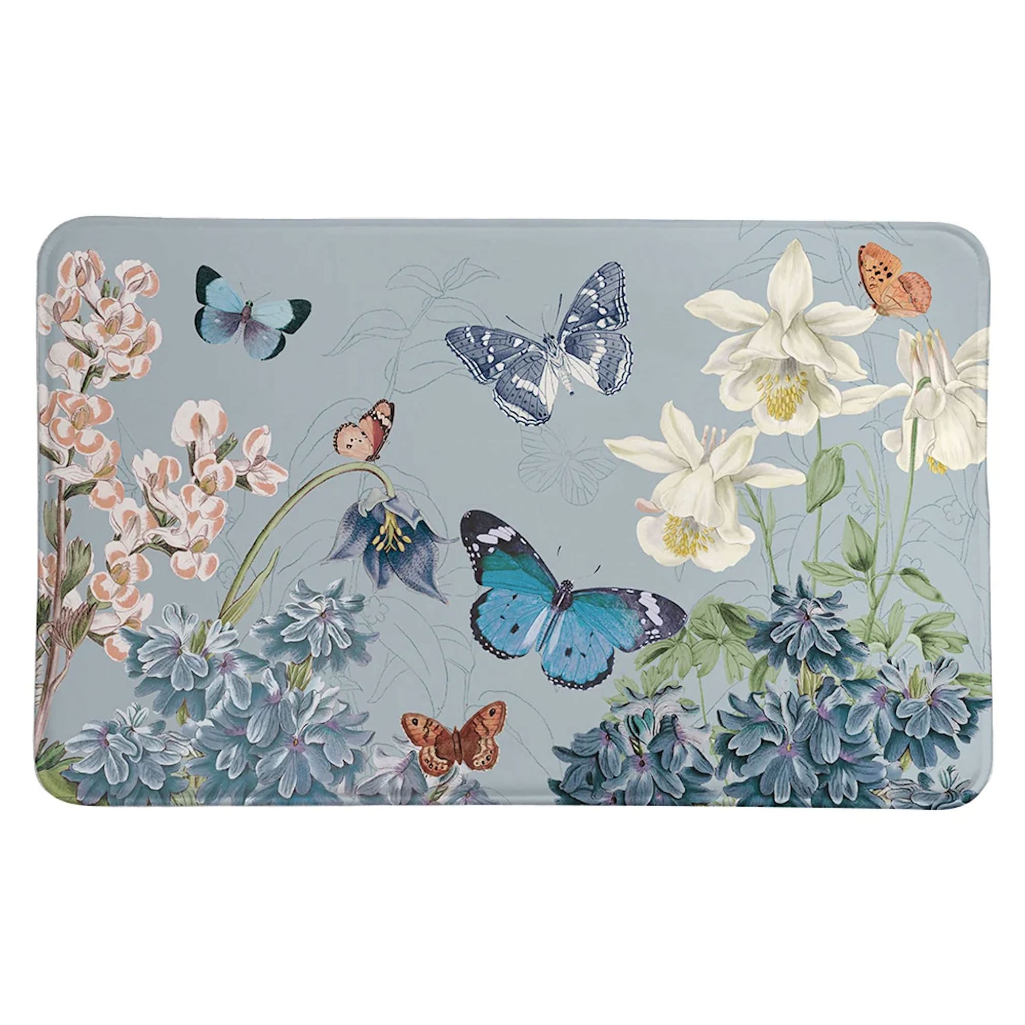Flutter and Bloom Comfort Mat Blue 34 x 21