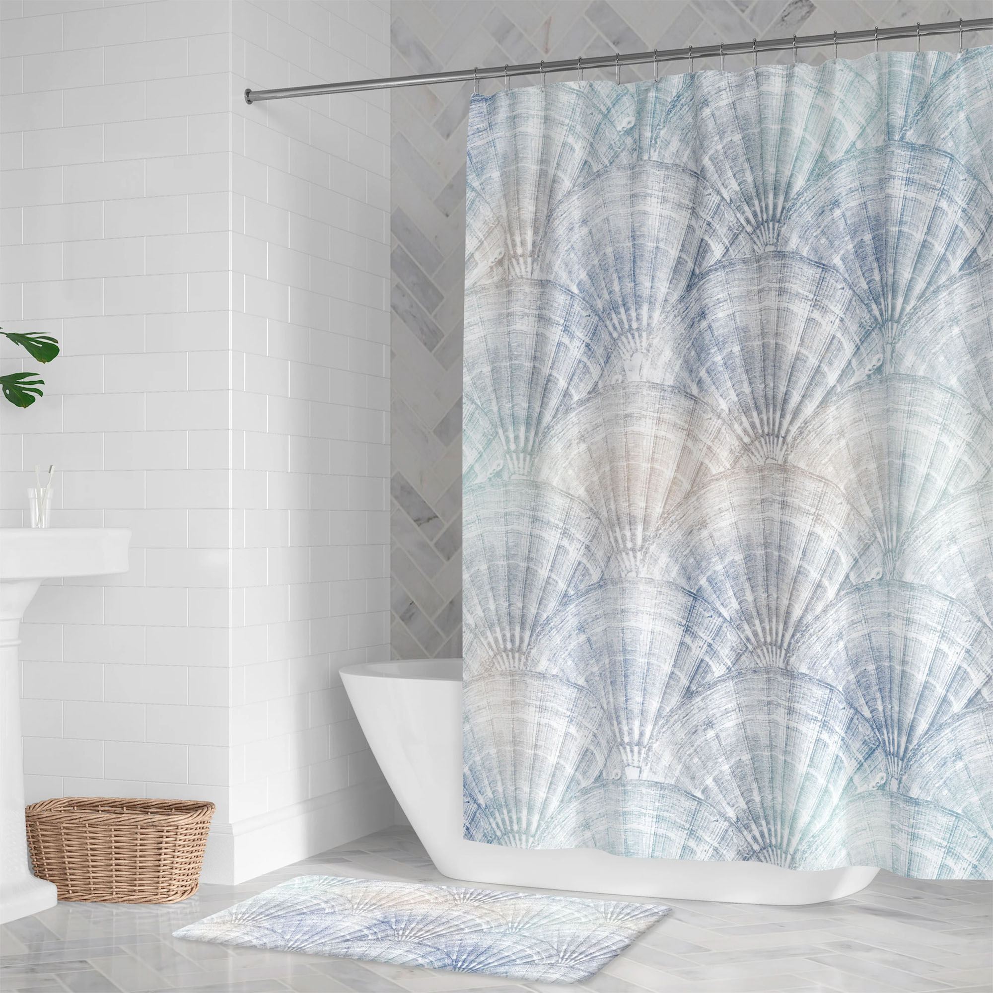 Surreal Shells Shower Curtain Blue 71 x 74