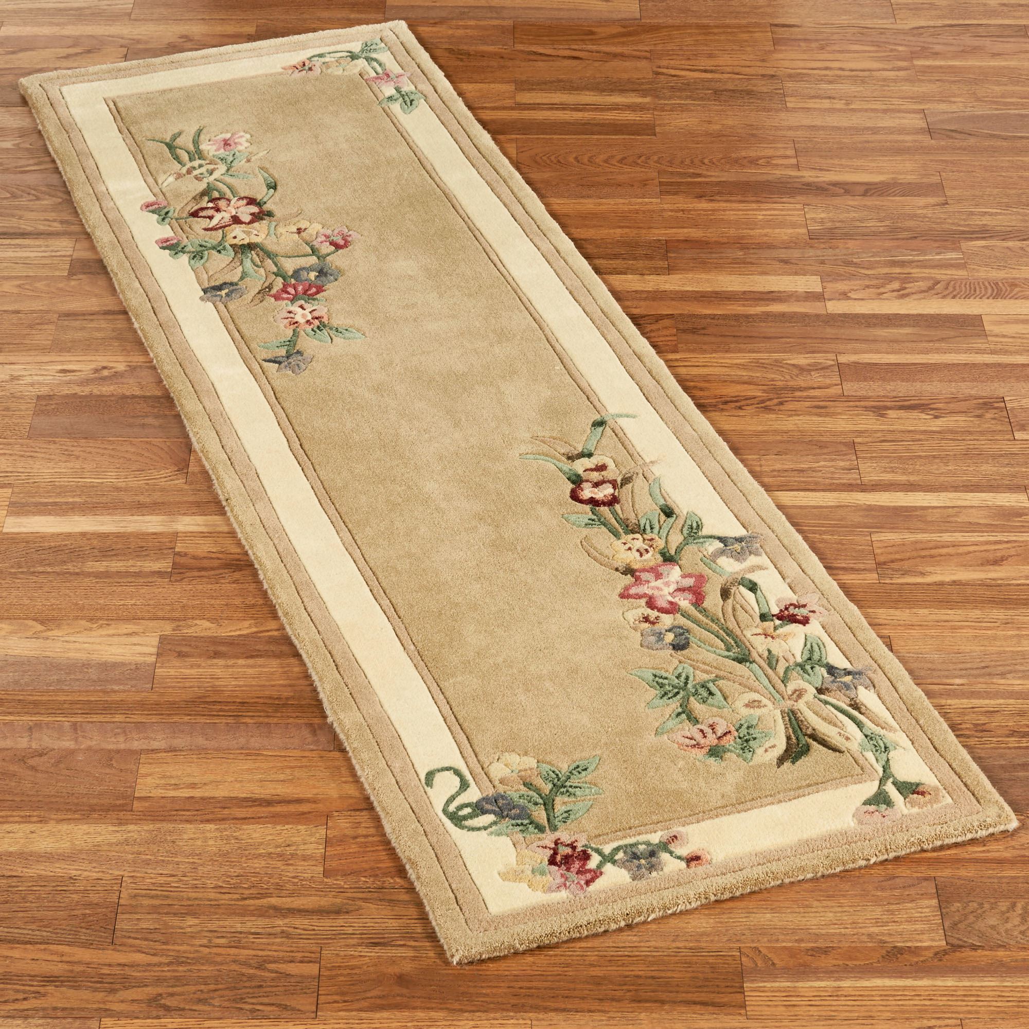 Floral Bouquet Light Gold Area Rugs
