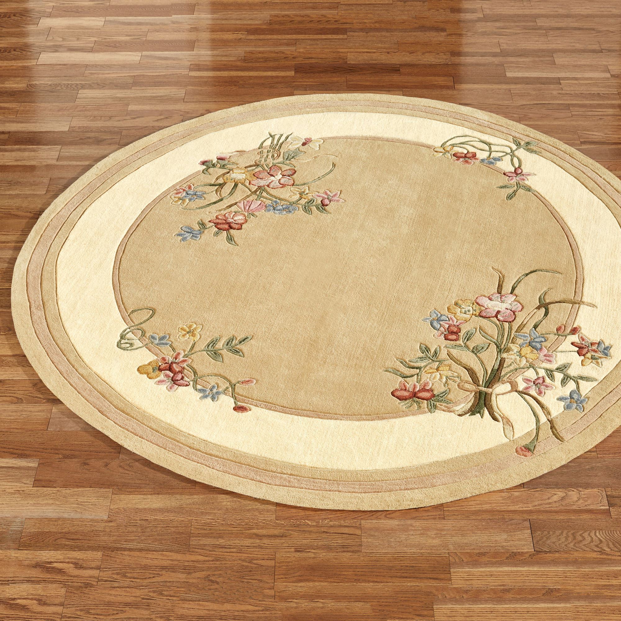 Floral Bouquet Light Gold Area Rugs