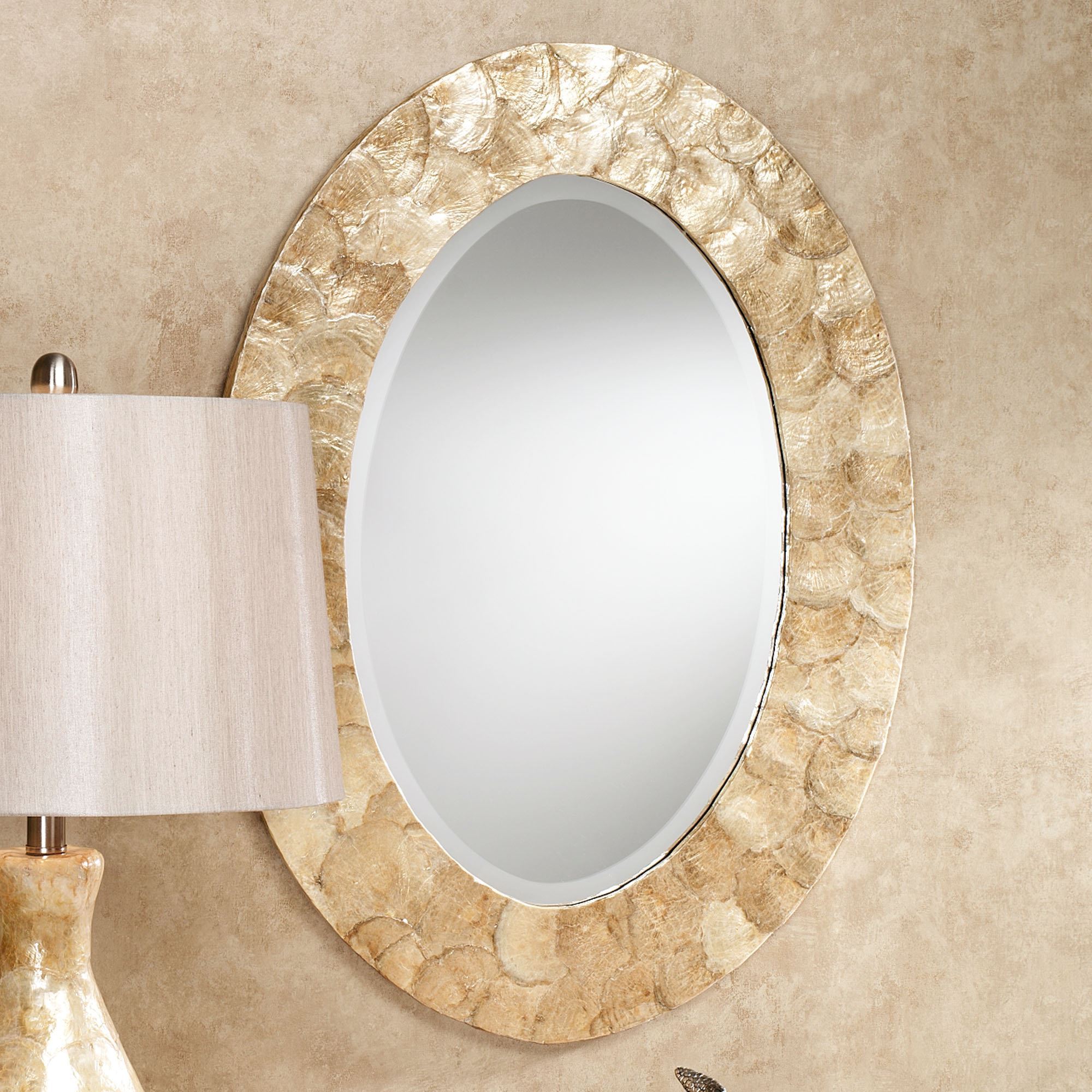 Akasha Capiz Finish Oval Wall Mirror