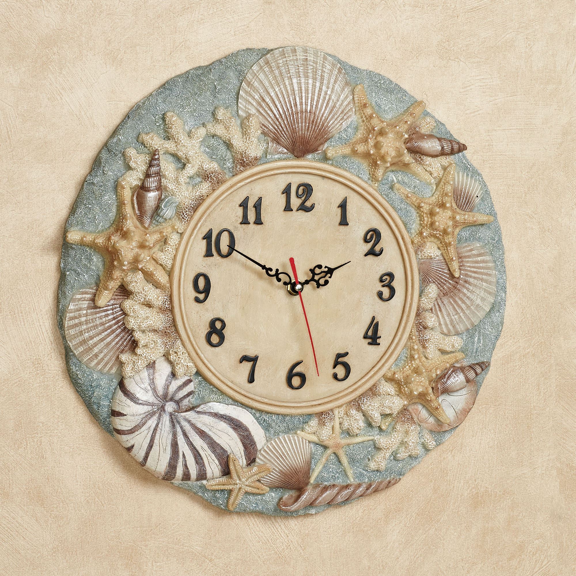 At The Beach Blue Seashell Wall Clock At The Beach Blue Seashell Wall Clock
