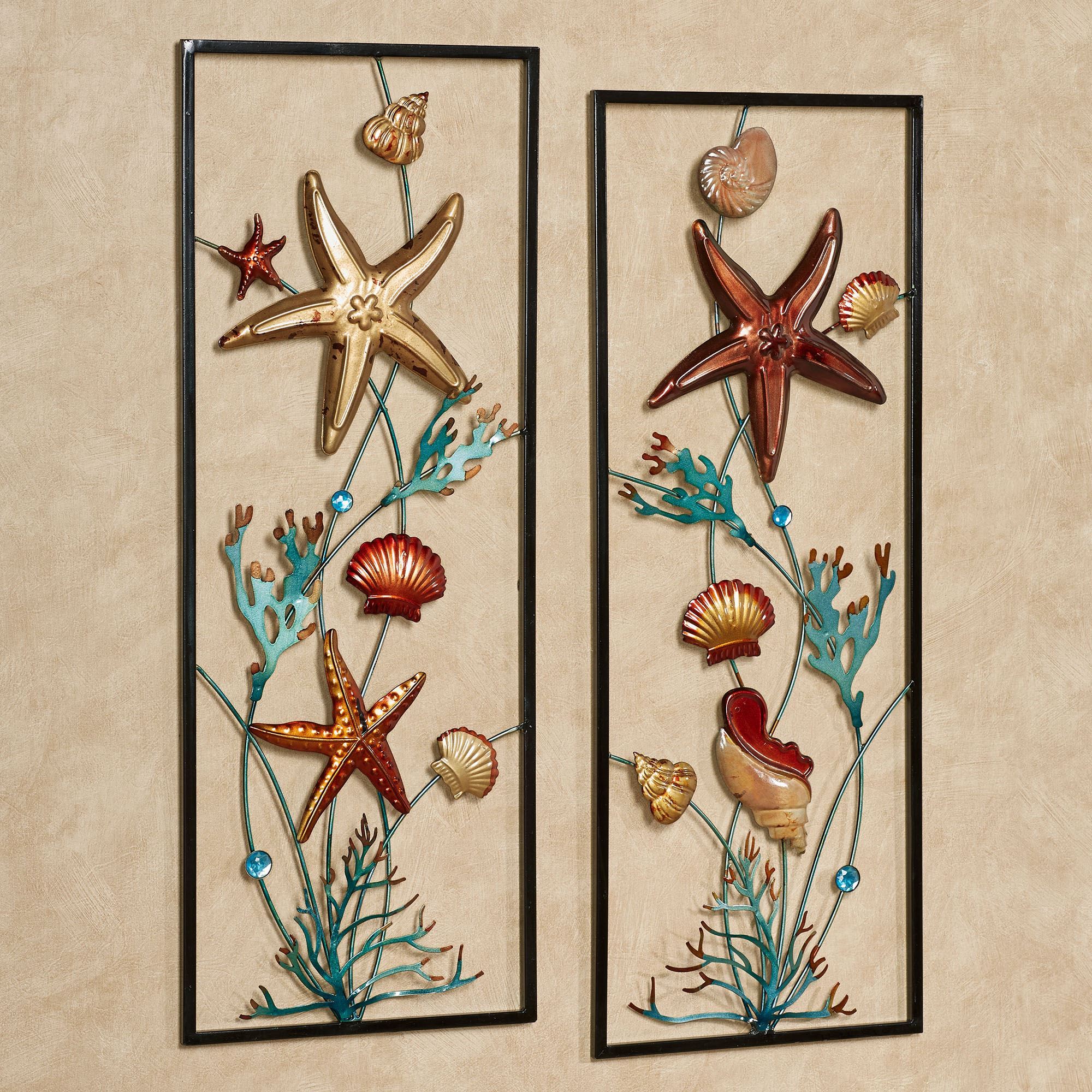 Shells Coastal Metal Wall Art Panel Set