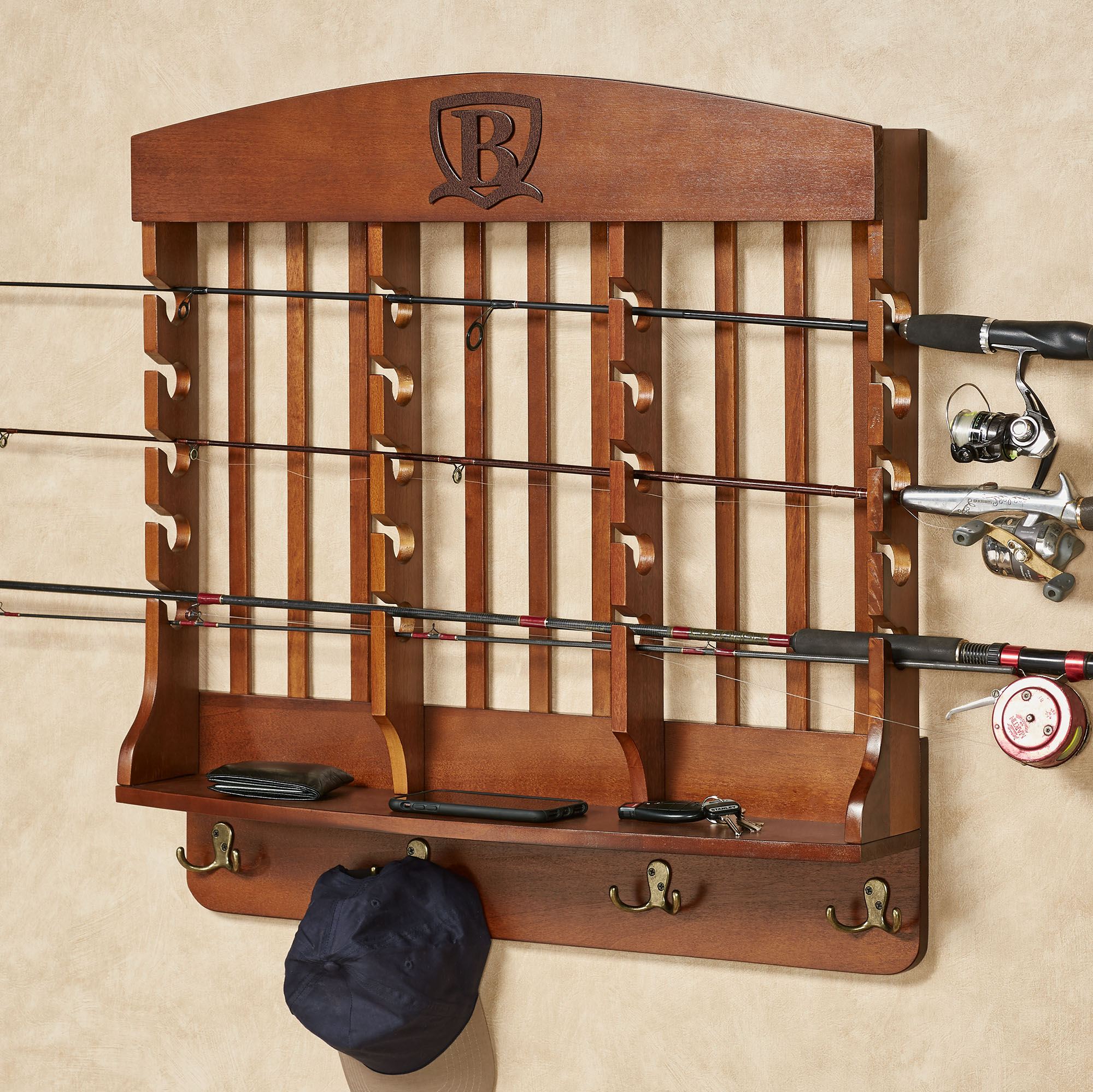 Oak Cap Rack Horizontal Mission Red Oak Deluxe Monogrammed Wood Cap Display Wall Rack