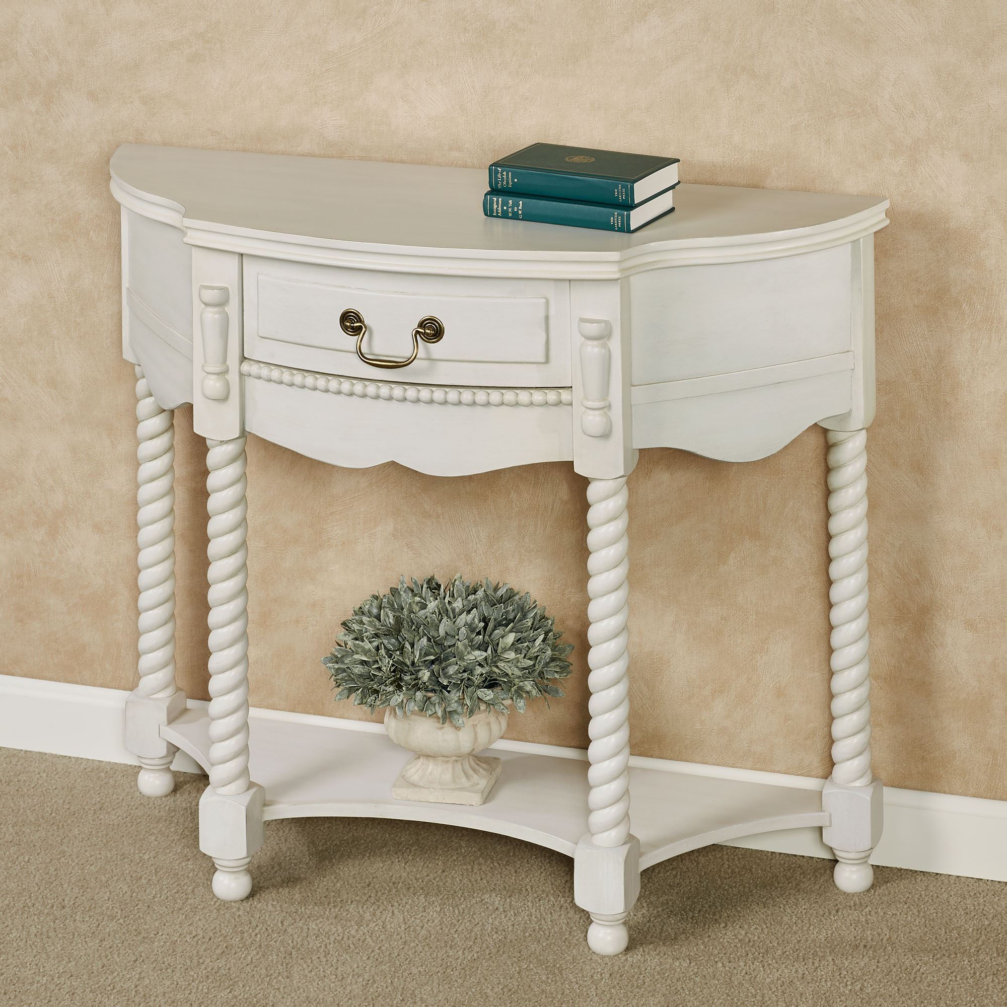 Winnifred Whitewash Wooden Console Table with Drawer