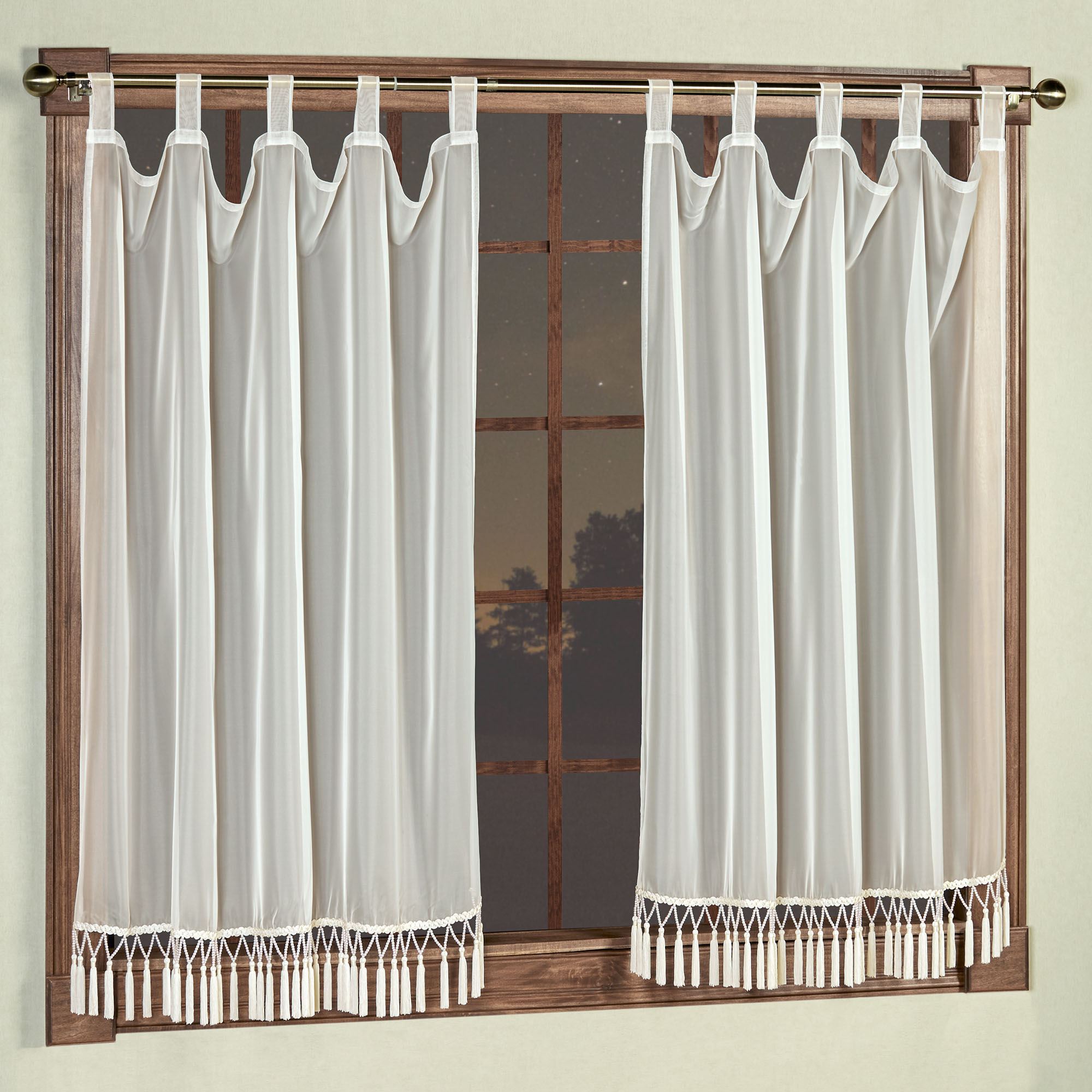 Rajah Pearl Semi Sheer Tab Top Curtain Panel 60 x 63