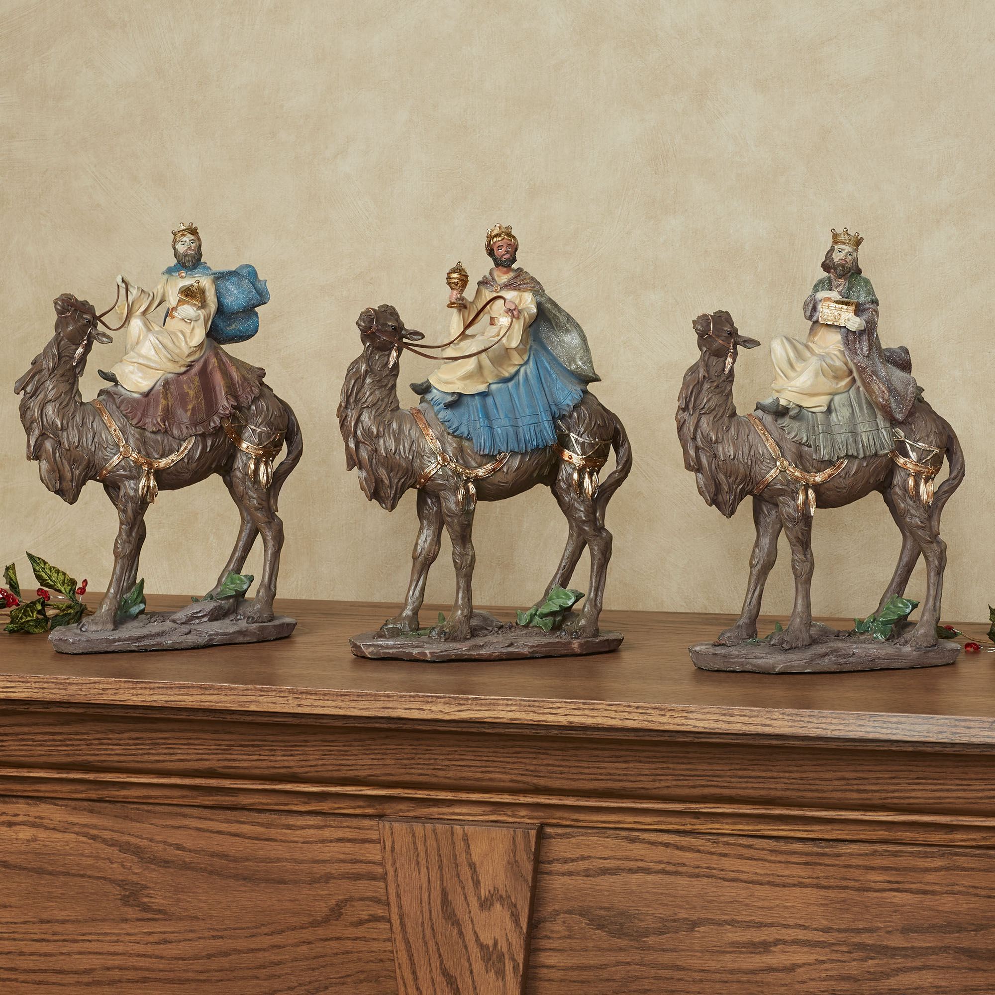 The Three Wise Men Multi Jewel Toned Table Sculpture Set