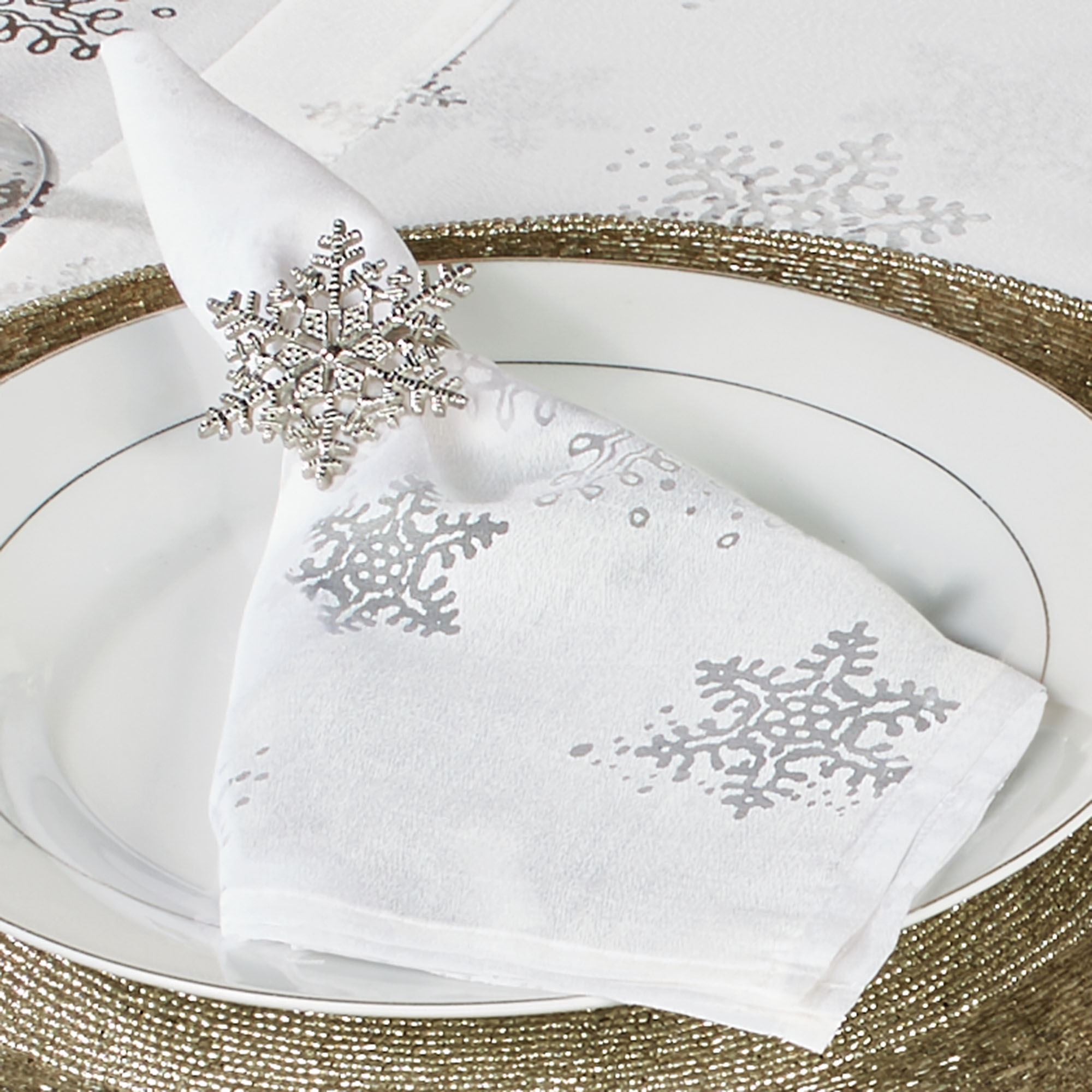 Evening Snowflake Winter Table Linens