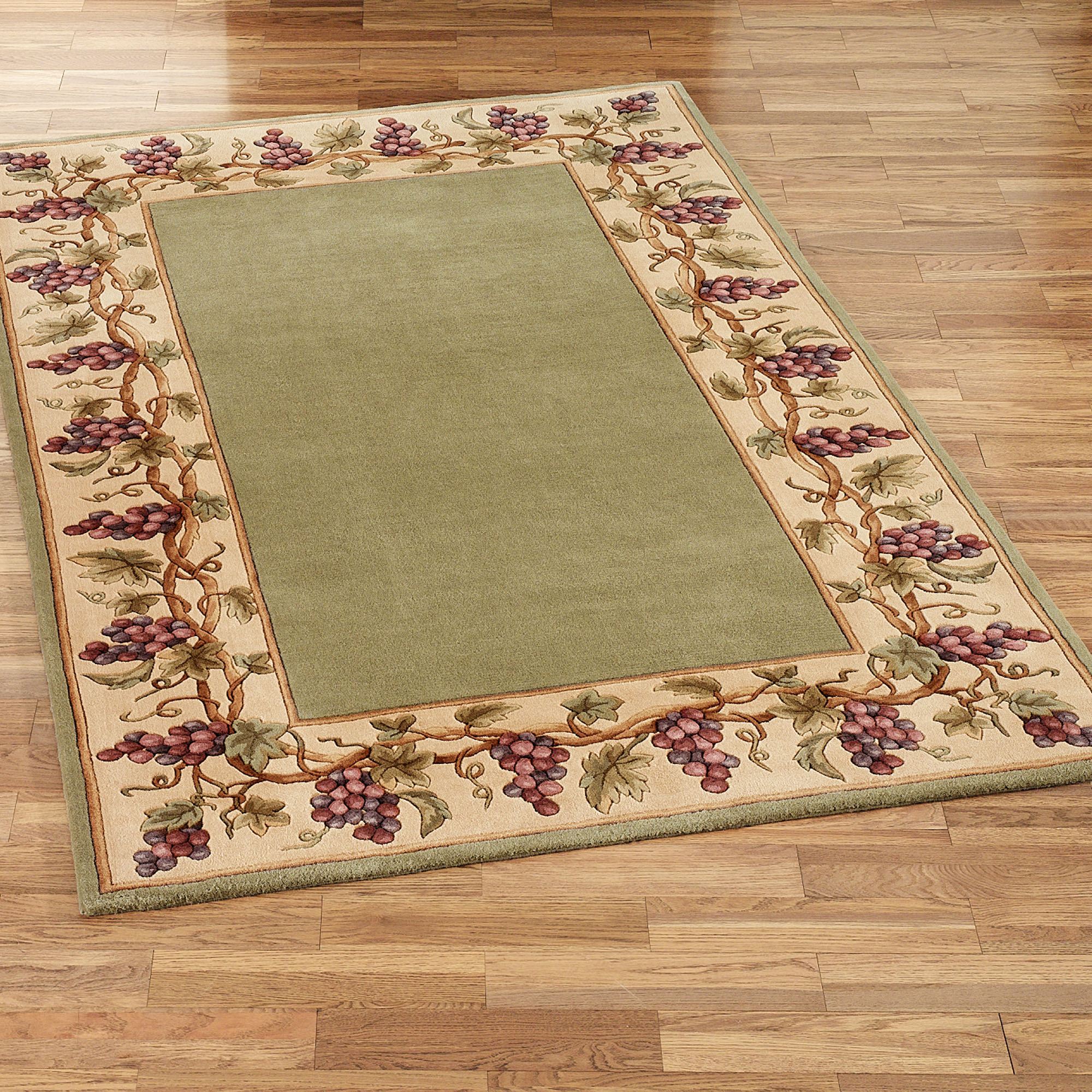 Napa Grape Border Wool Area Rugs