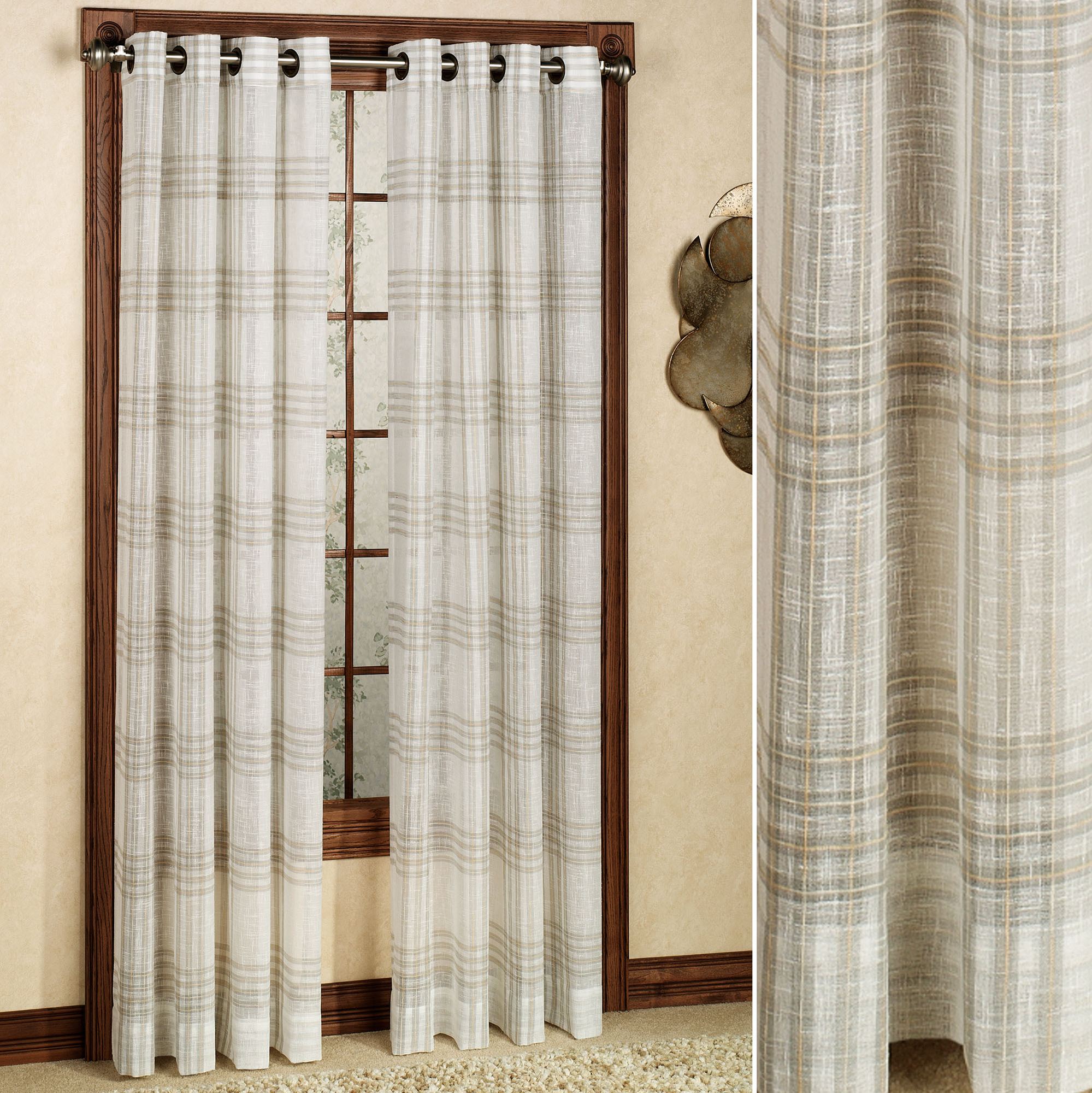 Soho Semi Sheer Plaid Grommet Curtain Panel Soho Semi Sheer Plaid Grommet Curtain Panel