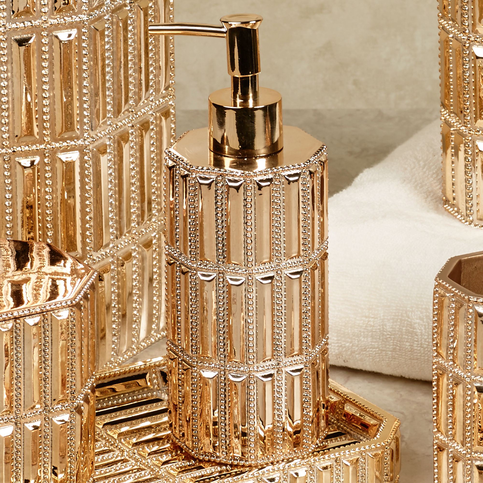 Glitz Gold Bath Accessories