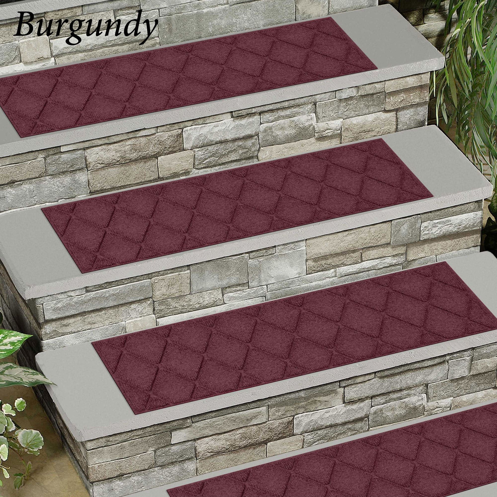 Abalynn Argyle Indoor Outdoor WaterHog Stair Tread Set of 4