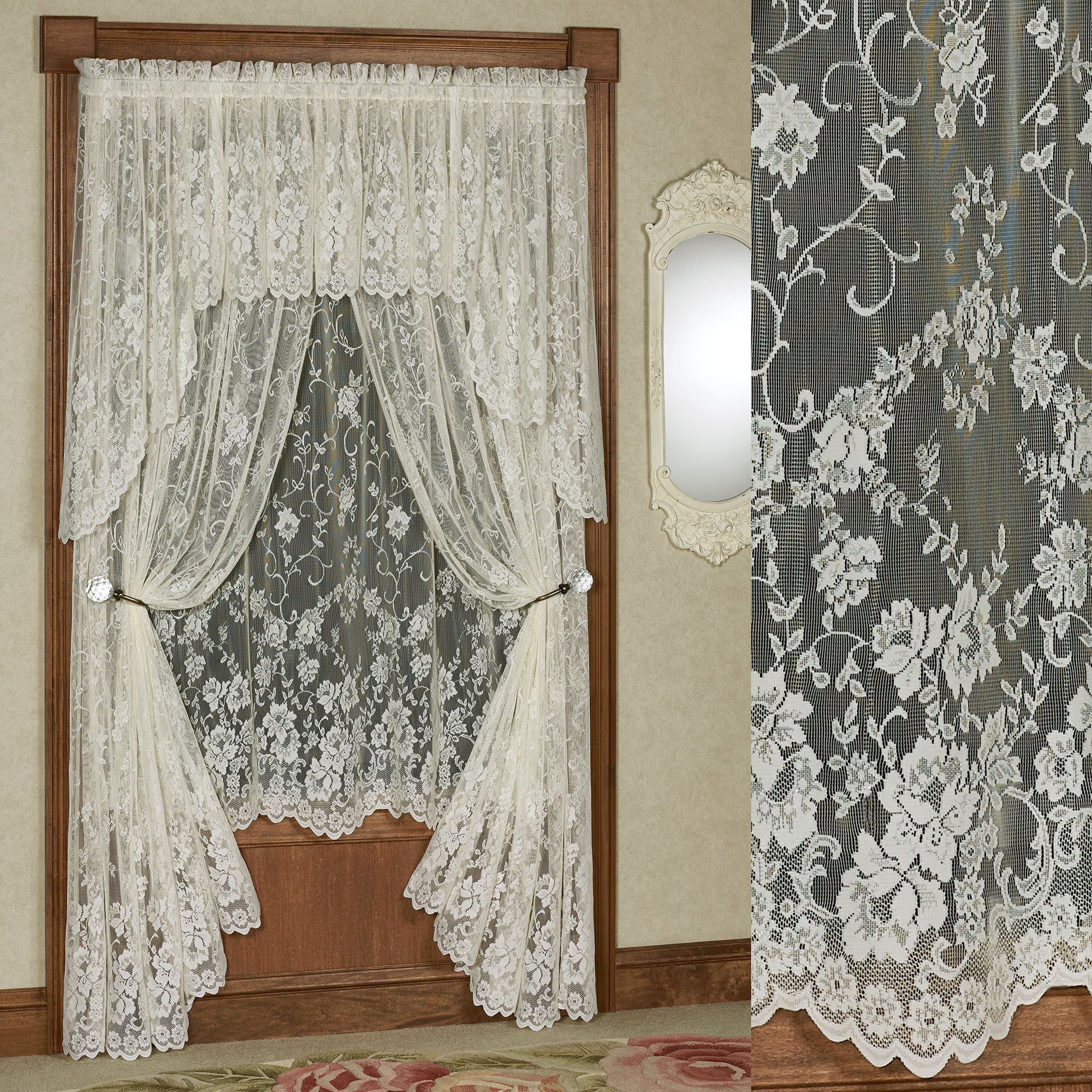 Window Lace Enchanting Roses Lace Window Treatment