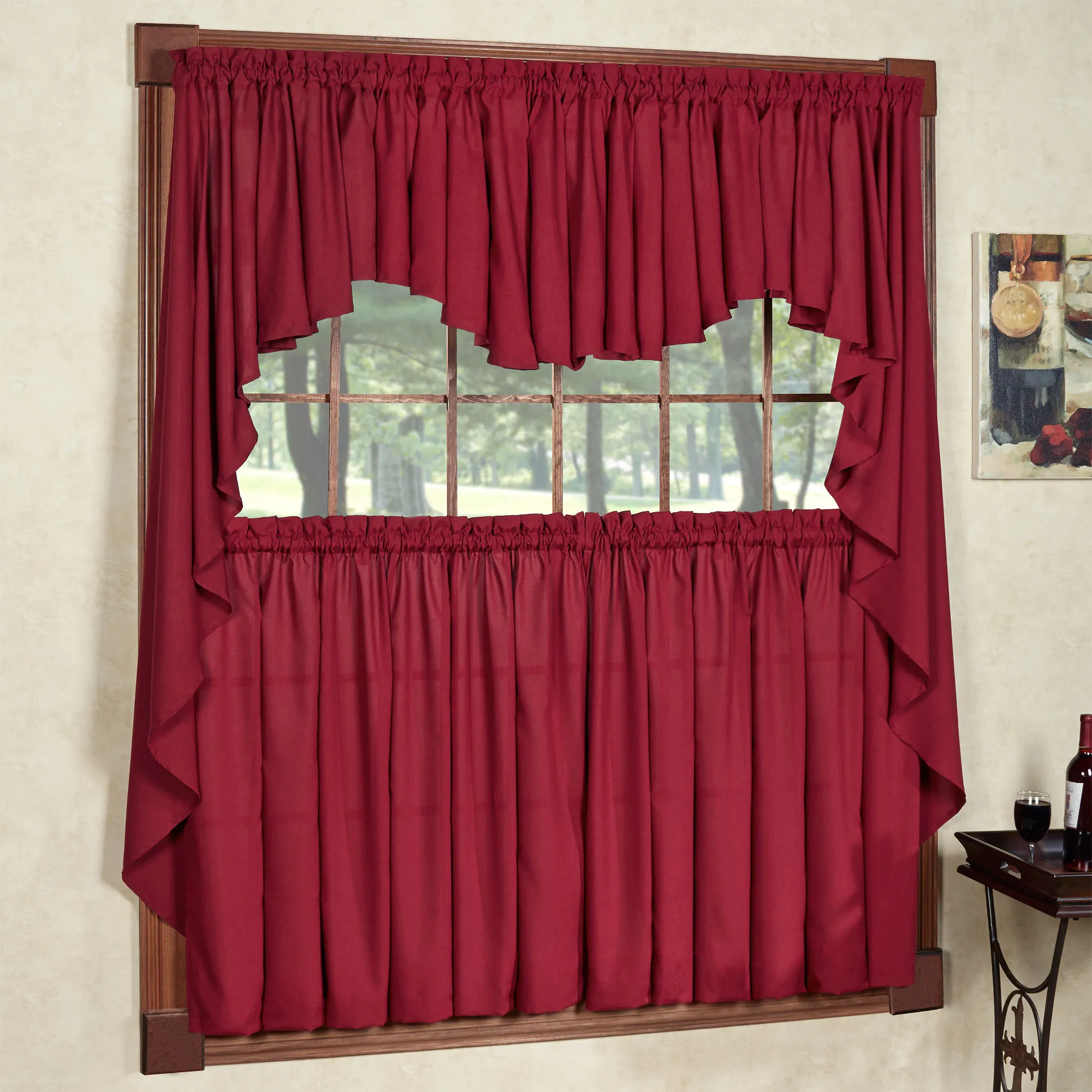 VCNY Home Carmen Window Valance - Burgundy Rod Pocket Valance, 60 X 20 Inches
