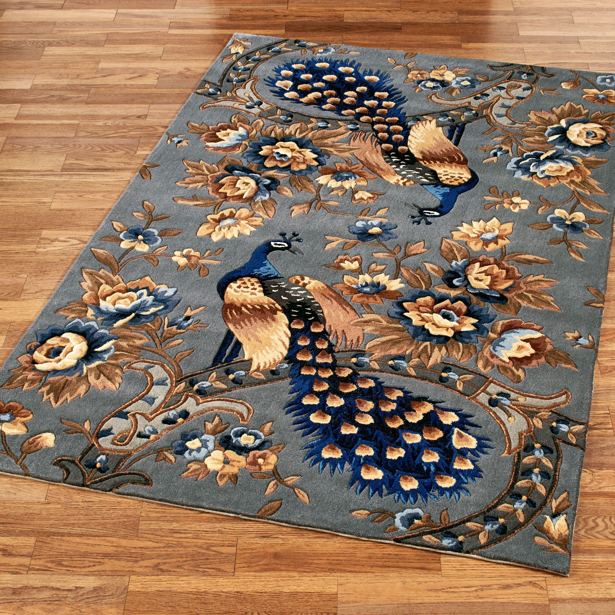 Majestic Peacock Slate Gray Area Rugs