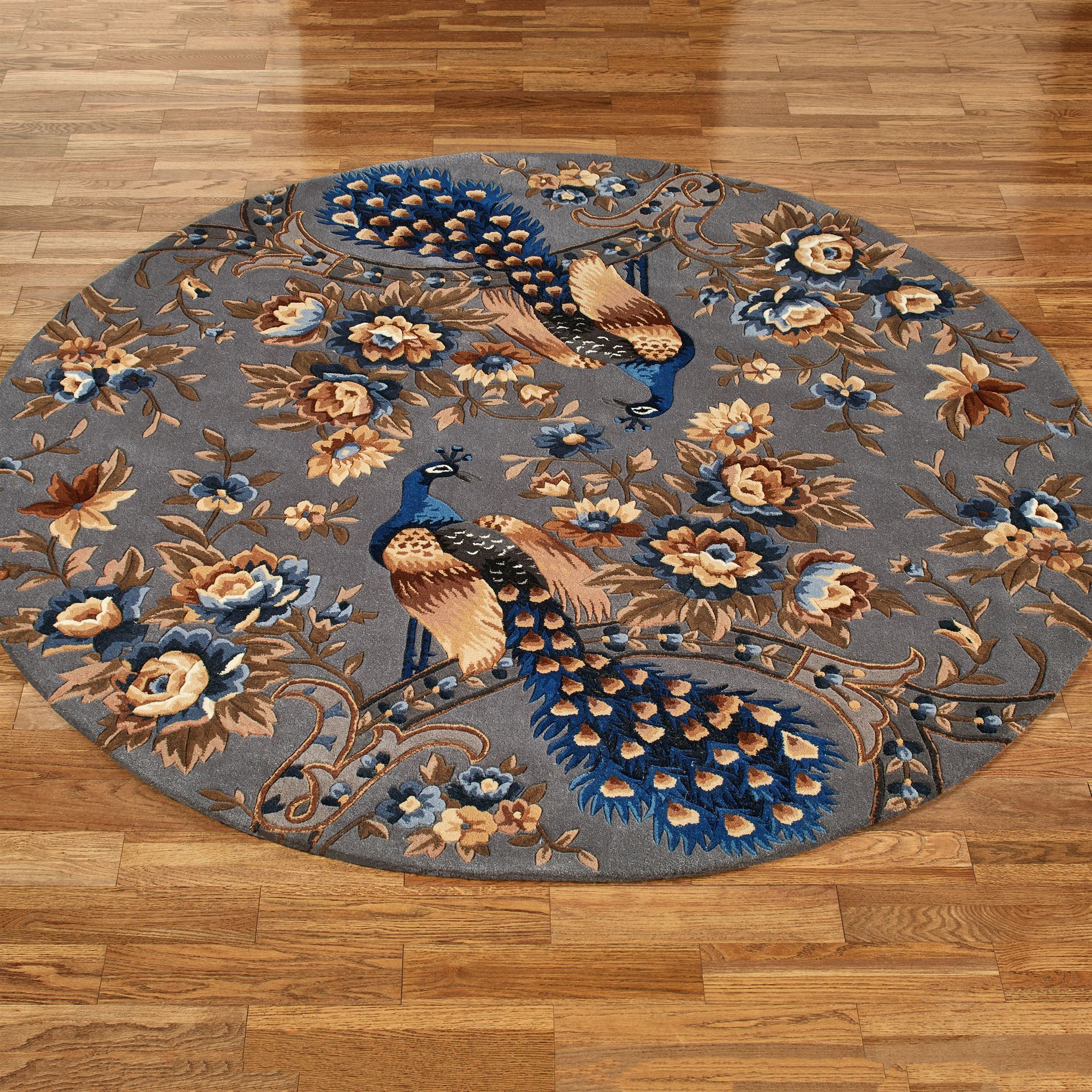 Round Slate Grey Rug Majestic Peacock Slate Gray Round Rugs