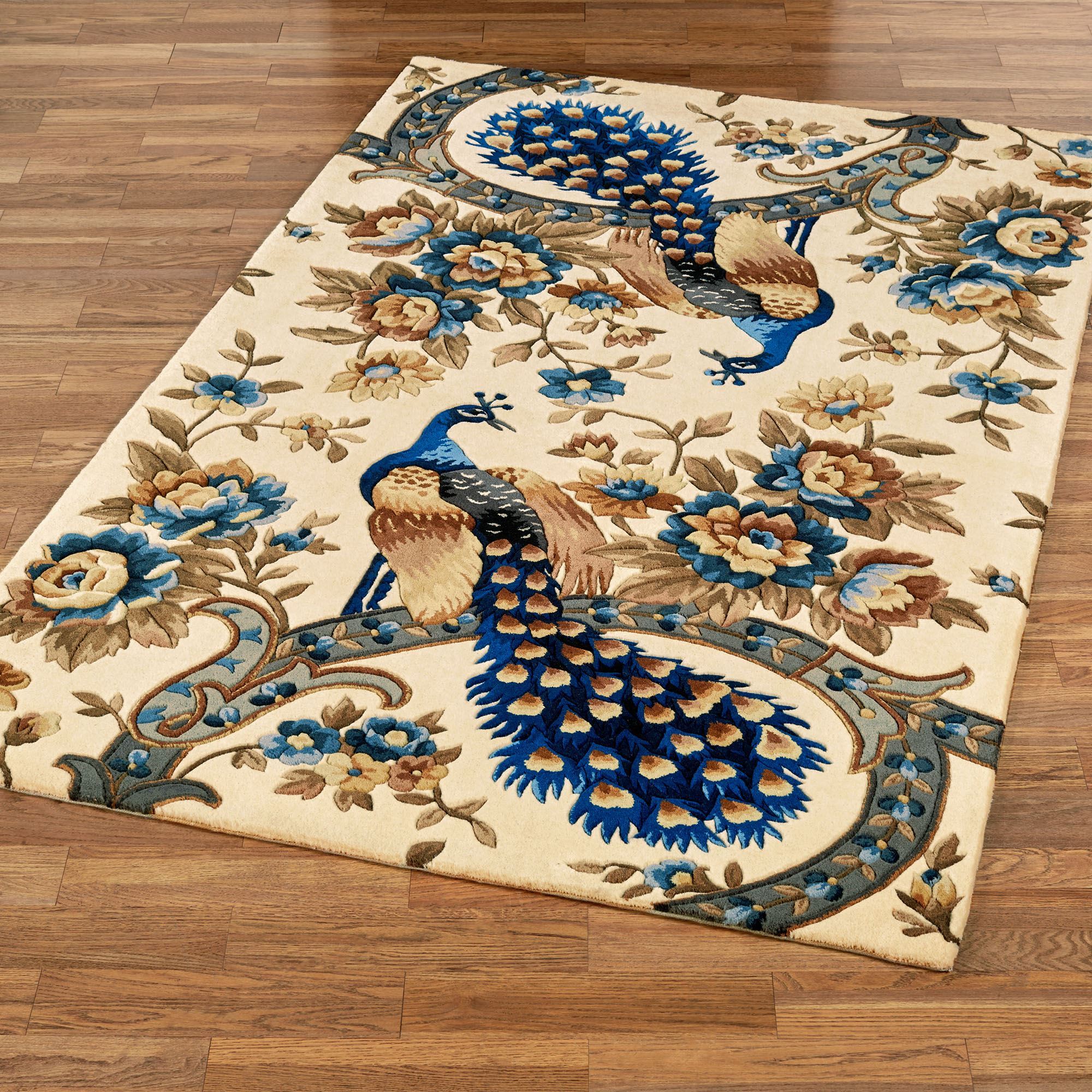 Majestic Peacock Vanilla Area Rugs