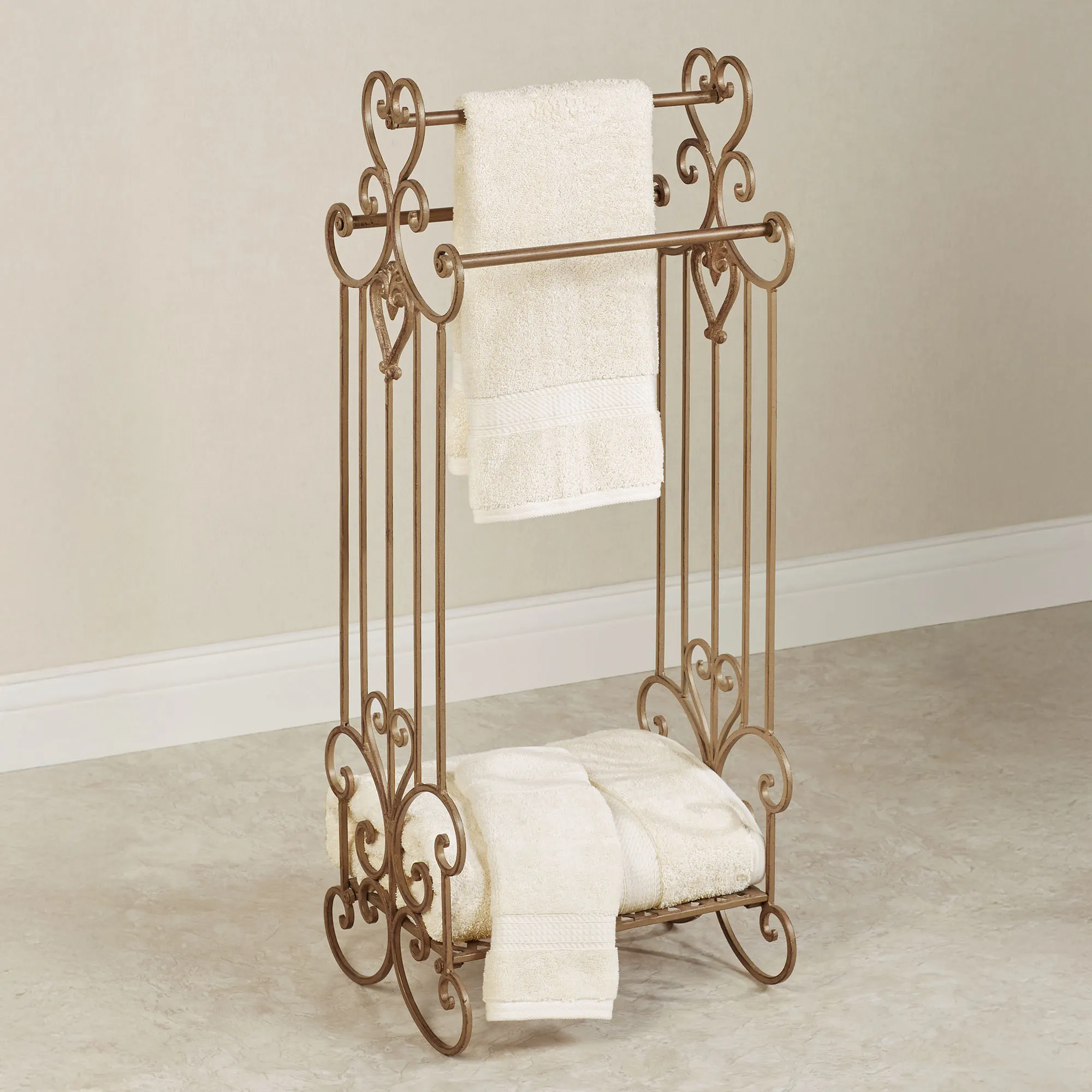 Aldabella Satin Gold Bath Towel Rack Stand