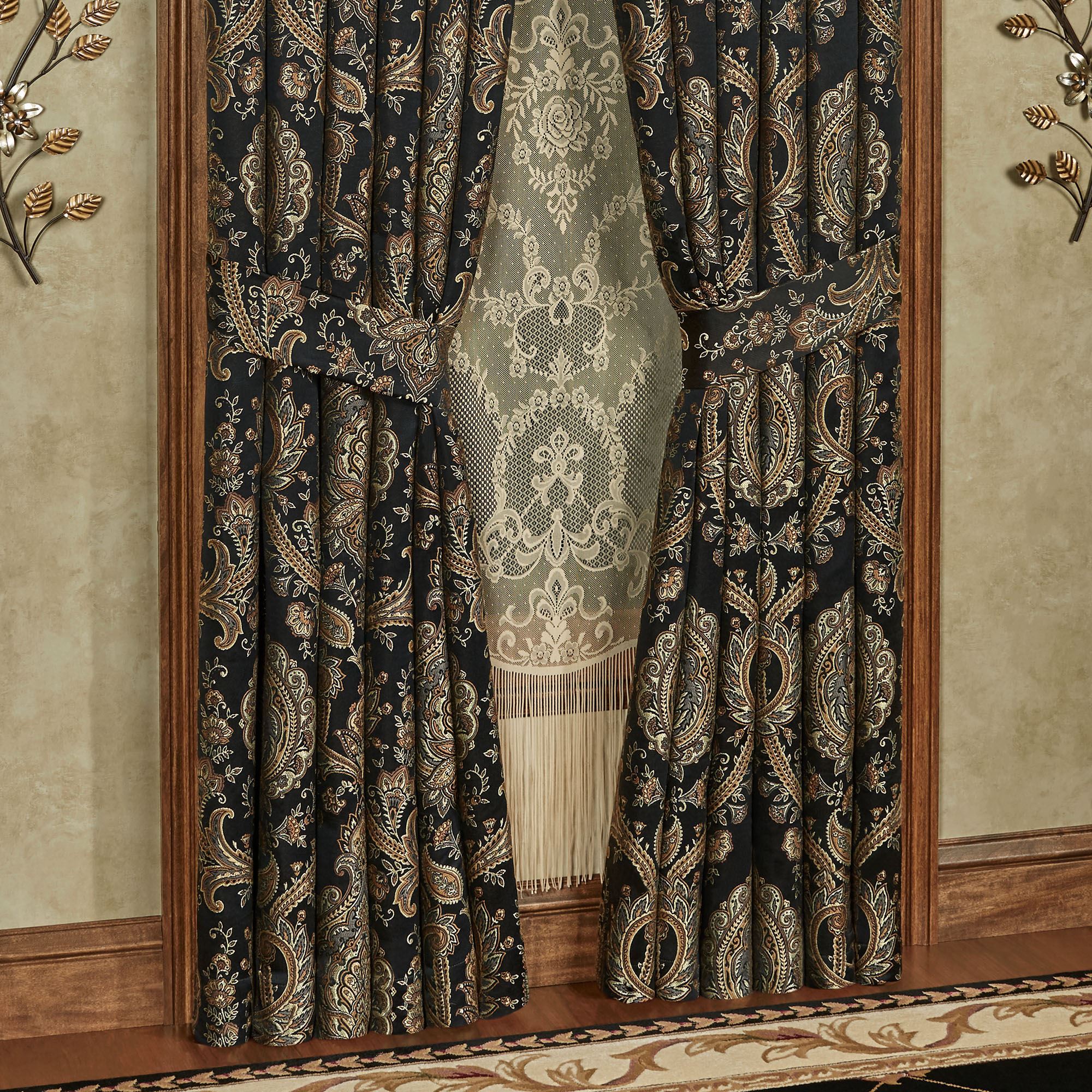 Bellevue Wide Tailored Curtain Pair Black