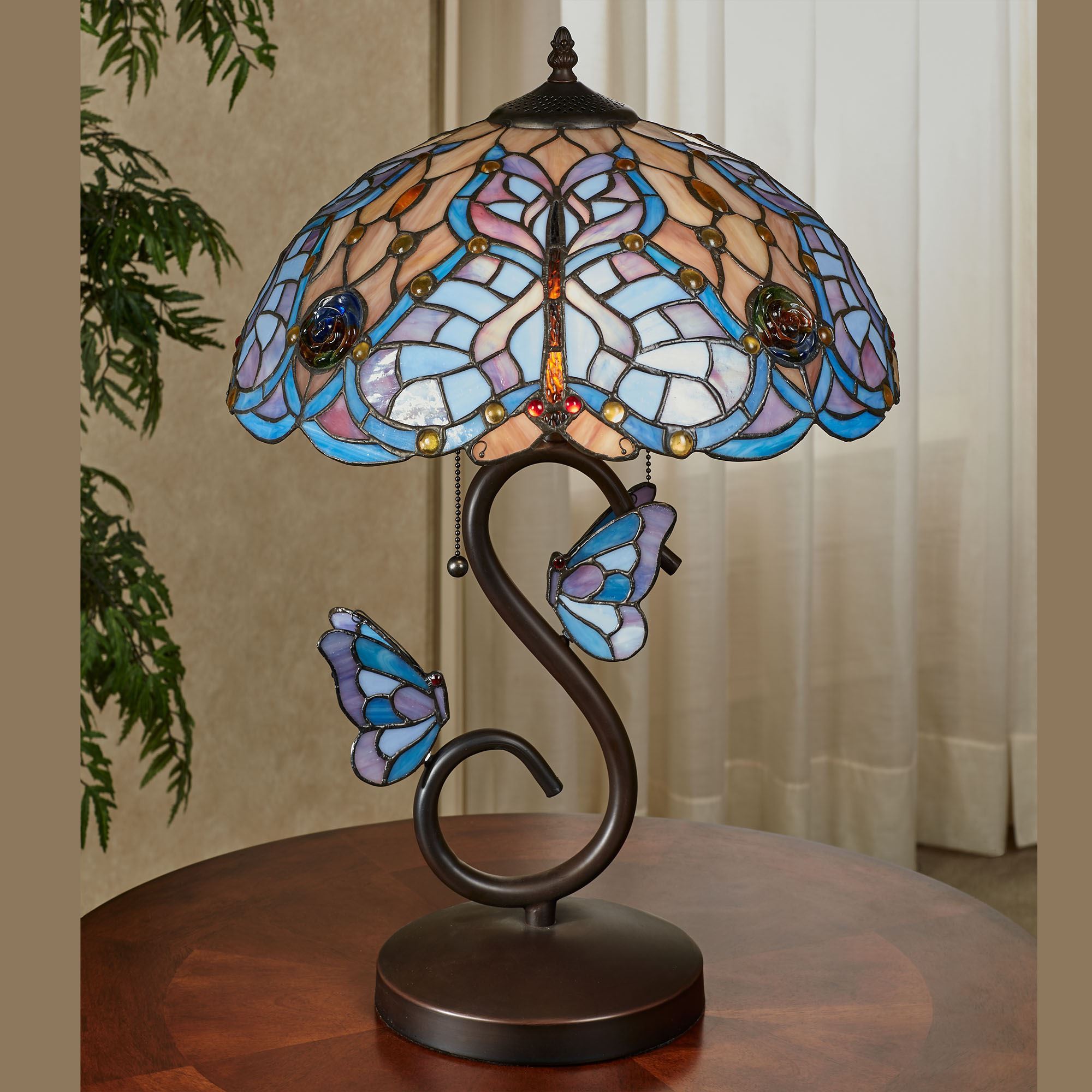 Butterfly Dreams Tiffany Style Stained Glass Table Lamp