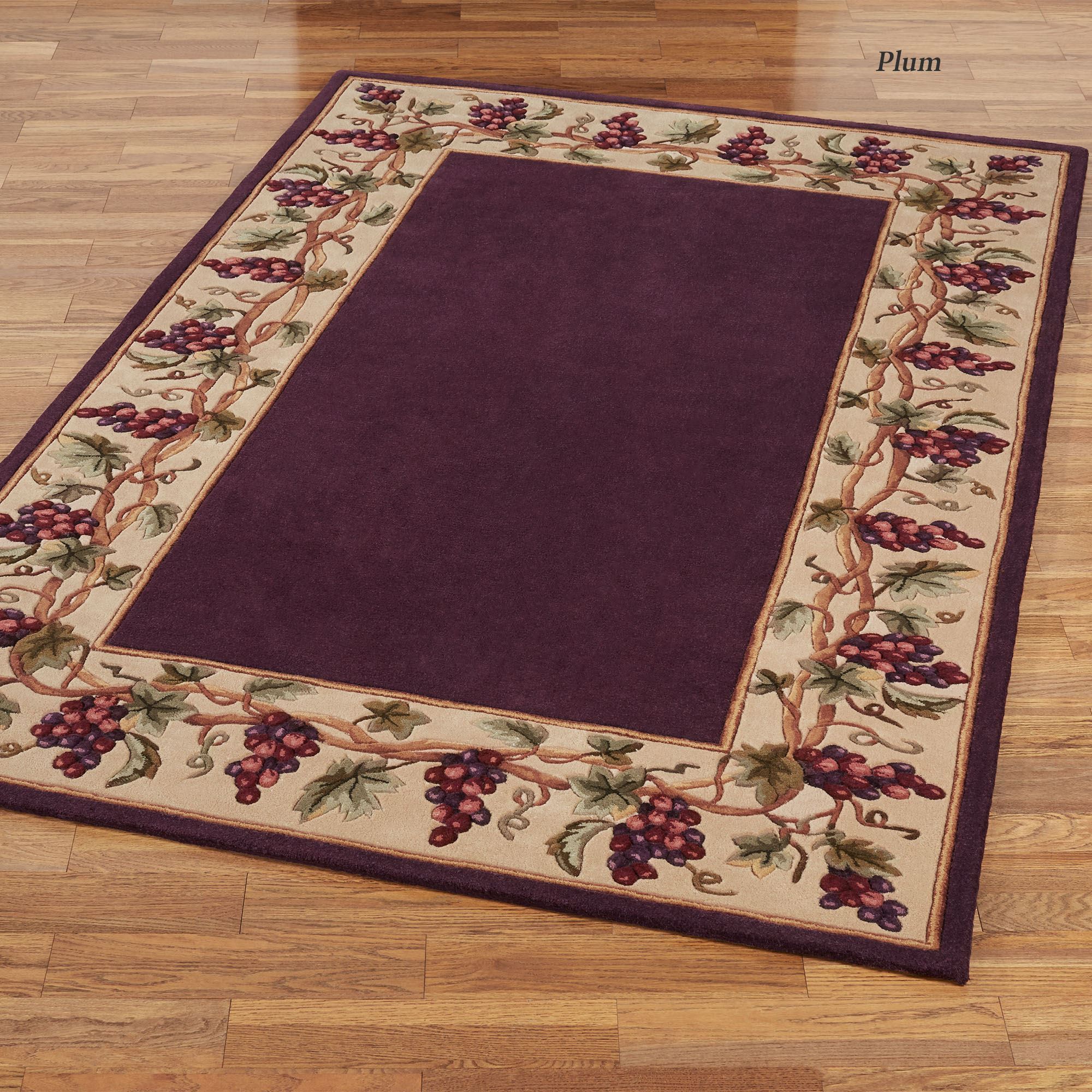 Bordeaux Grape Border Wool Area Rugs