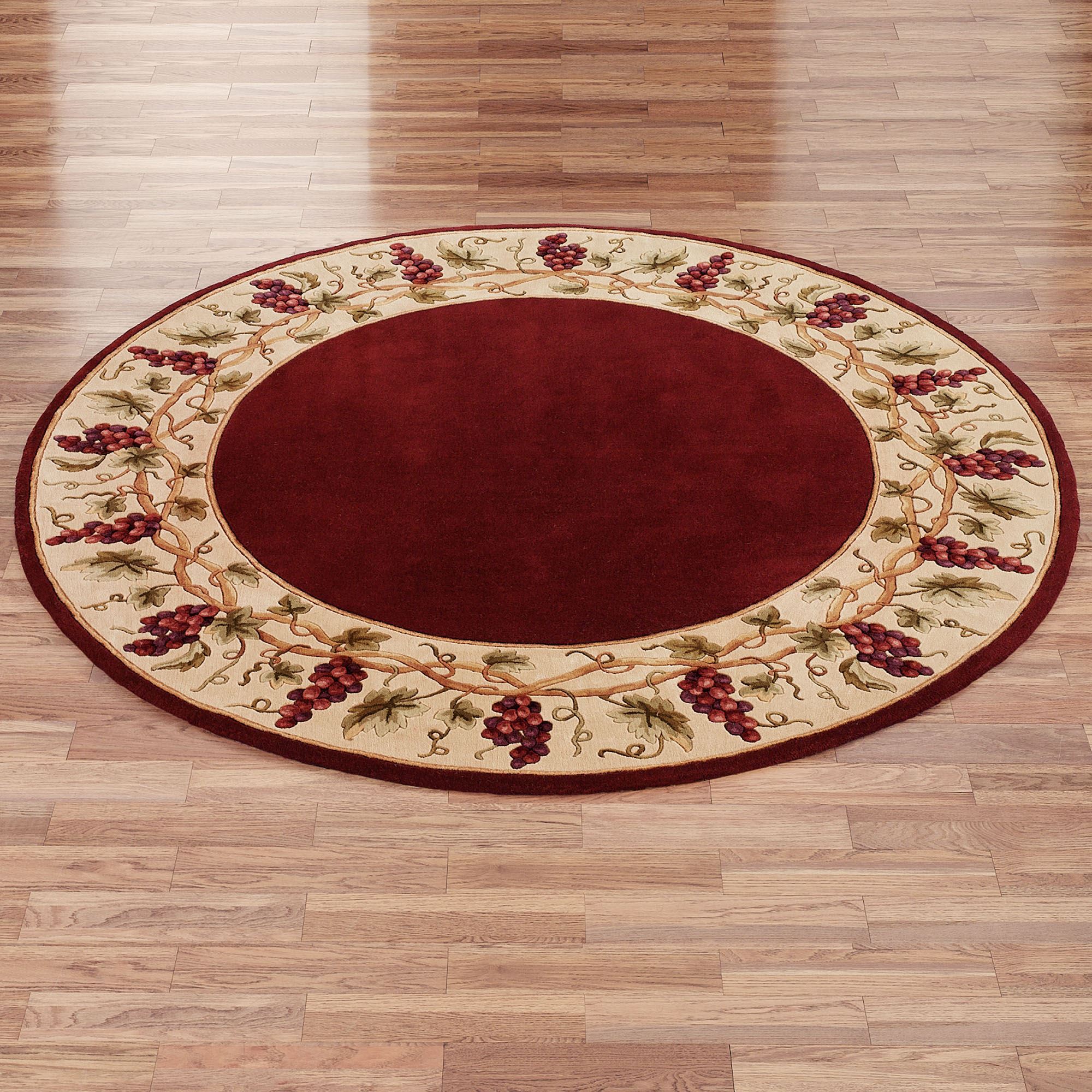 Bordaeux Rug Bordeaux Grape Border Wool Round Rug