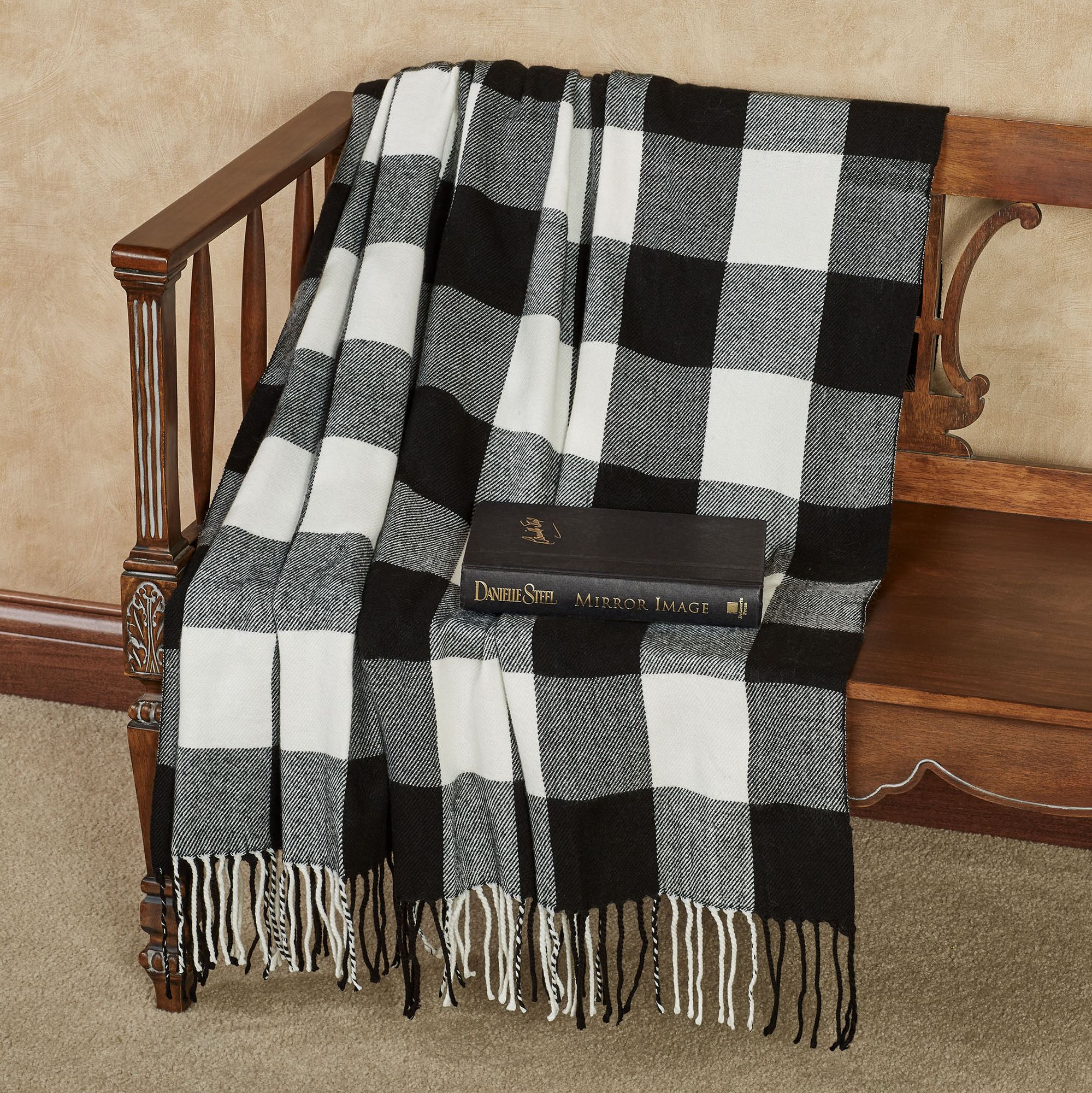 Rustic Buffalo Plaid Black and White Throw Blanket