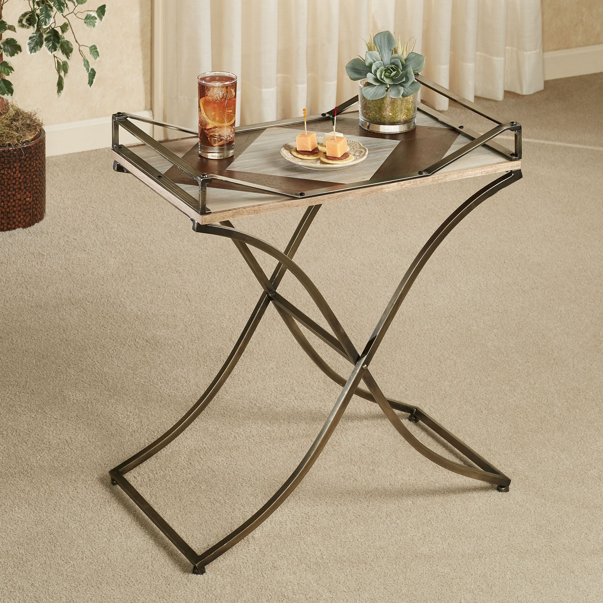 Hiram Modern Geometric Serving Tray Table