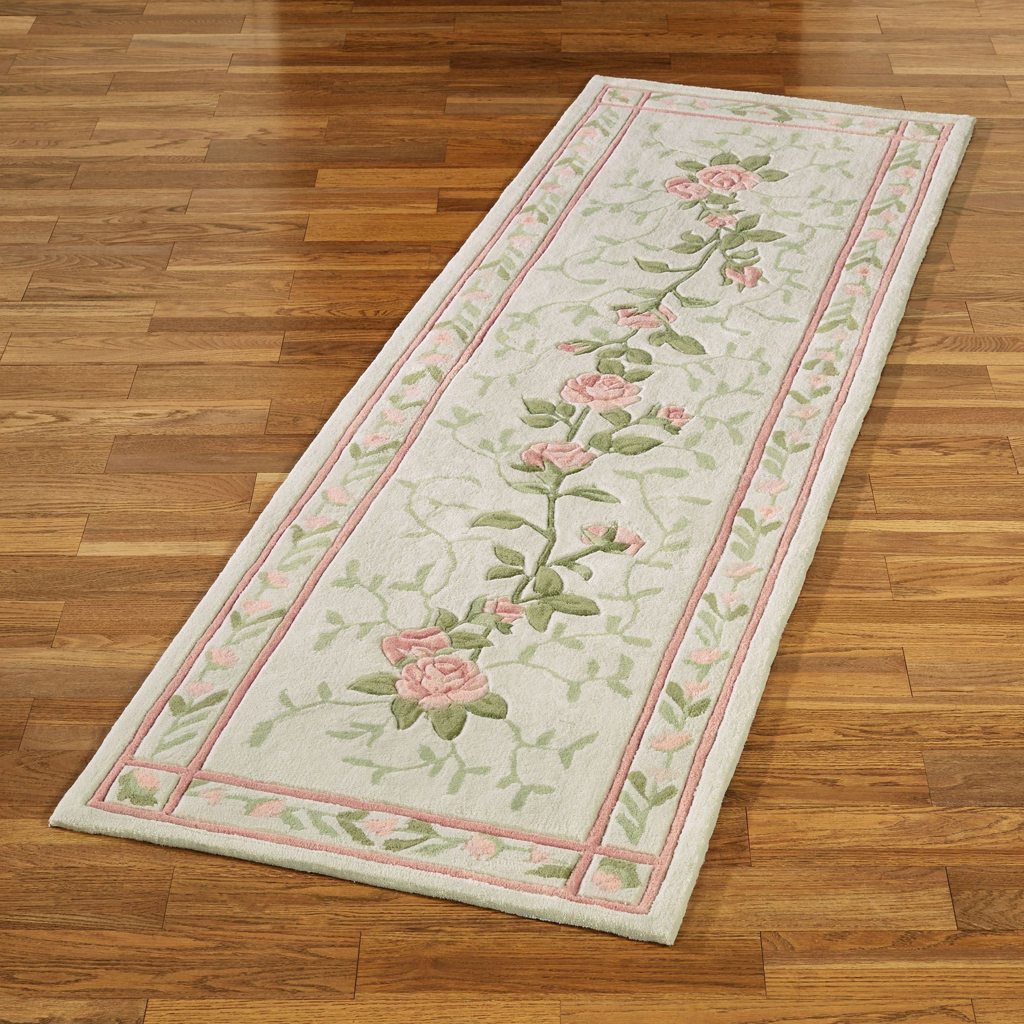 Blush Bloom Roses Floral Rug Runner
