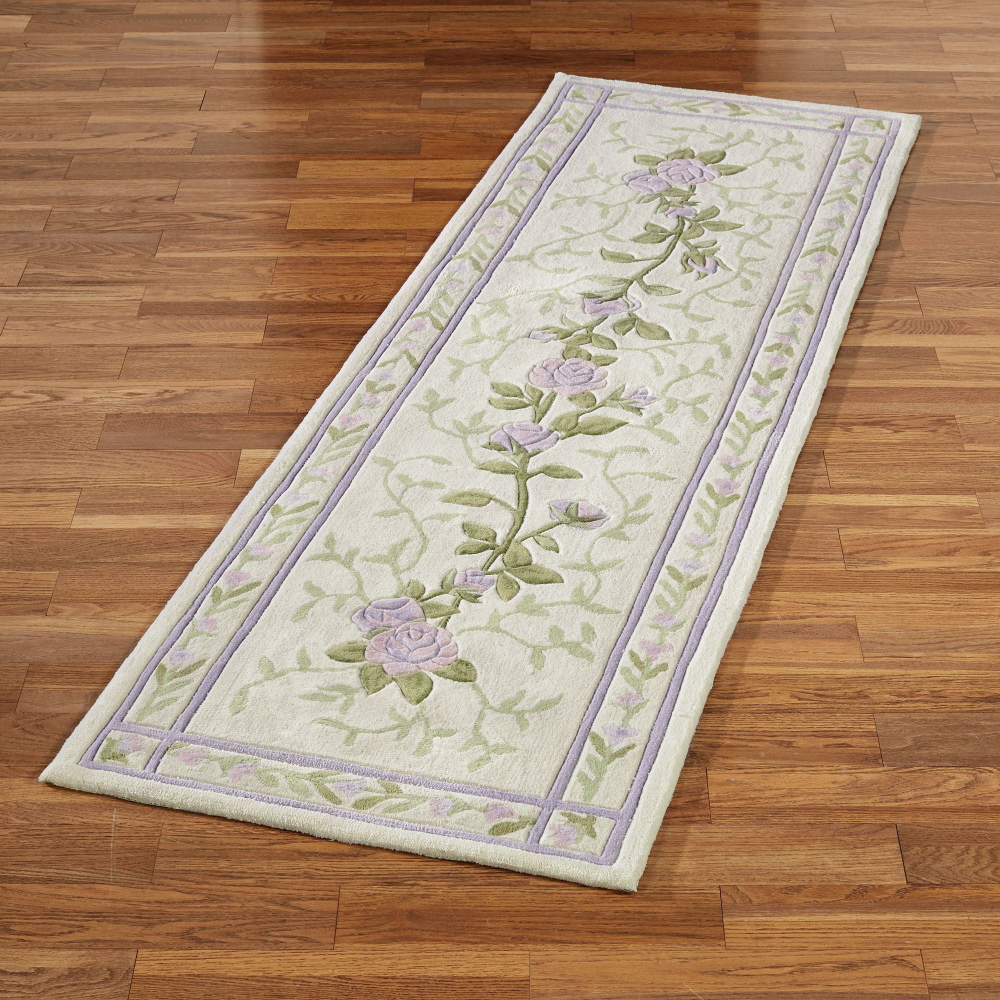 Lavender Bloom Roses Floral Rug Runner
